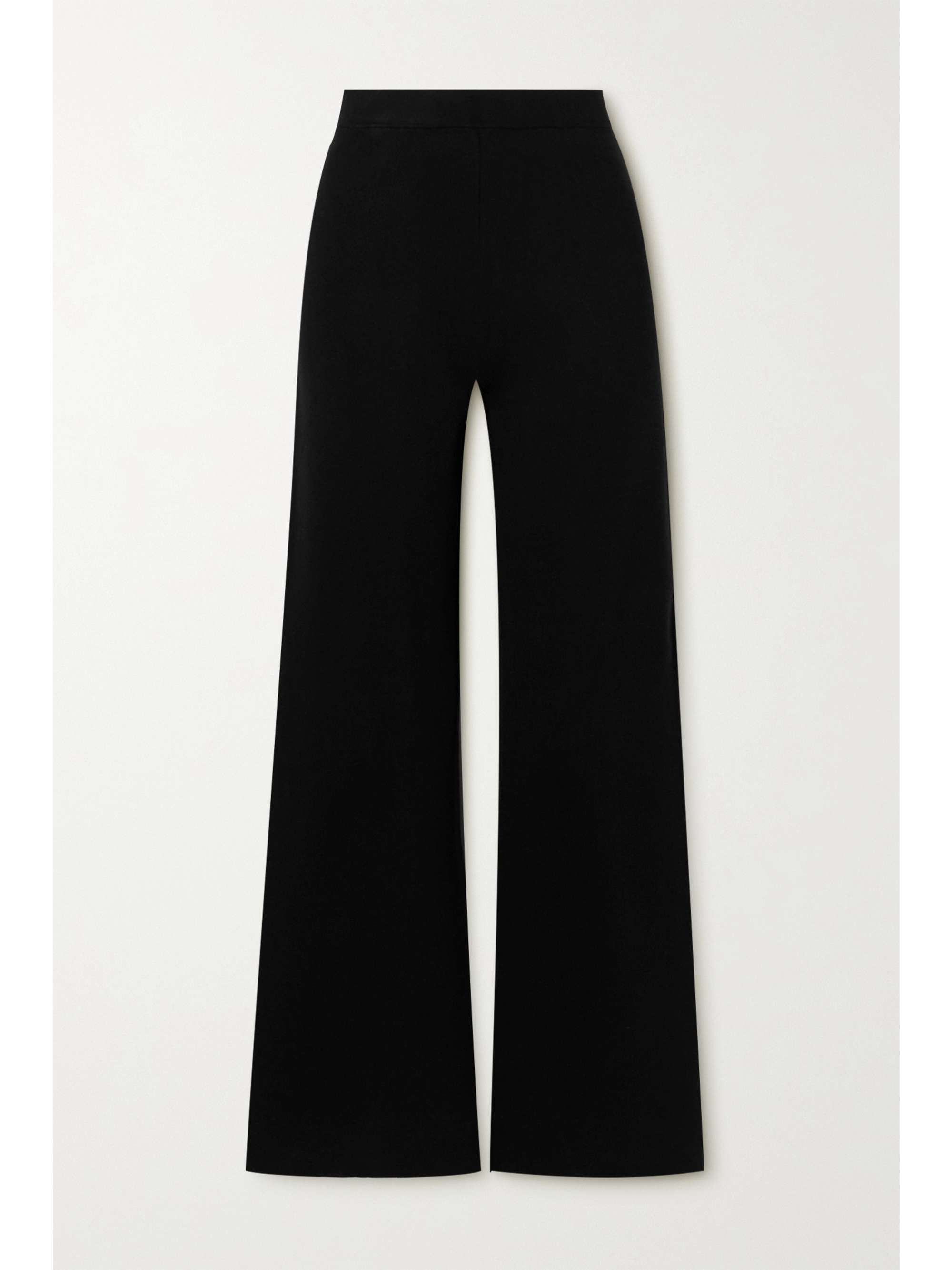 Black Stretch silk-blend flared pants 