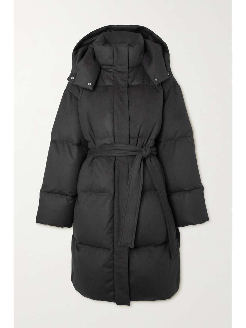 Joseph Celida Belted Hooded Quilted Wool, Tencel And Cashmere-blend Flannel Coat