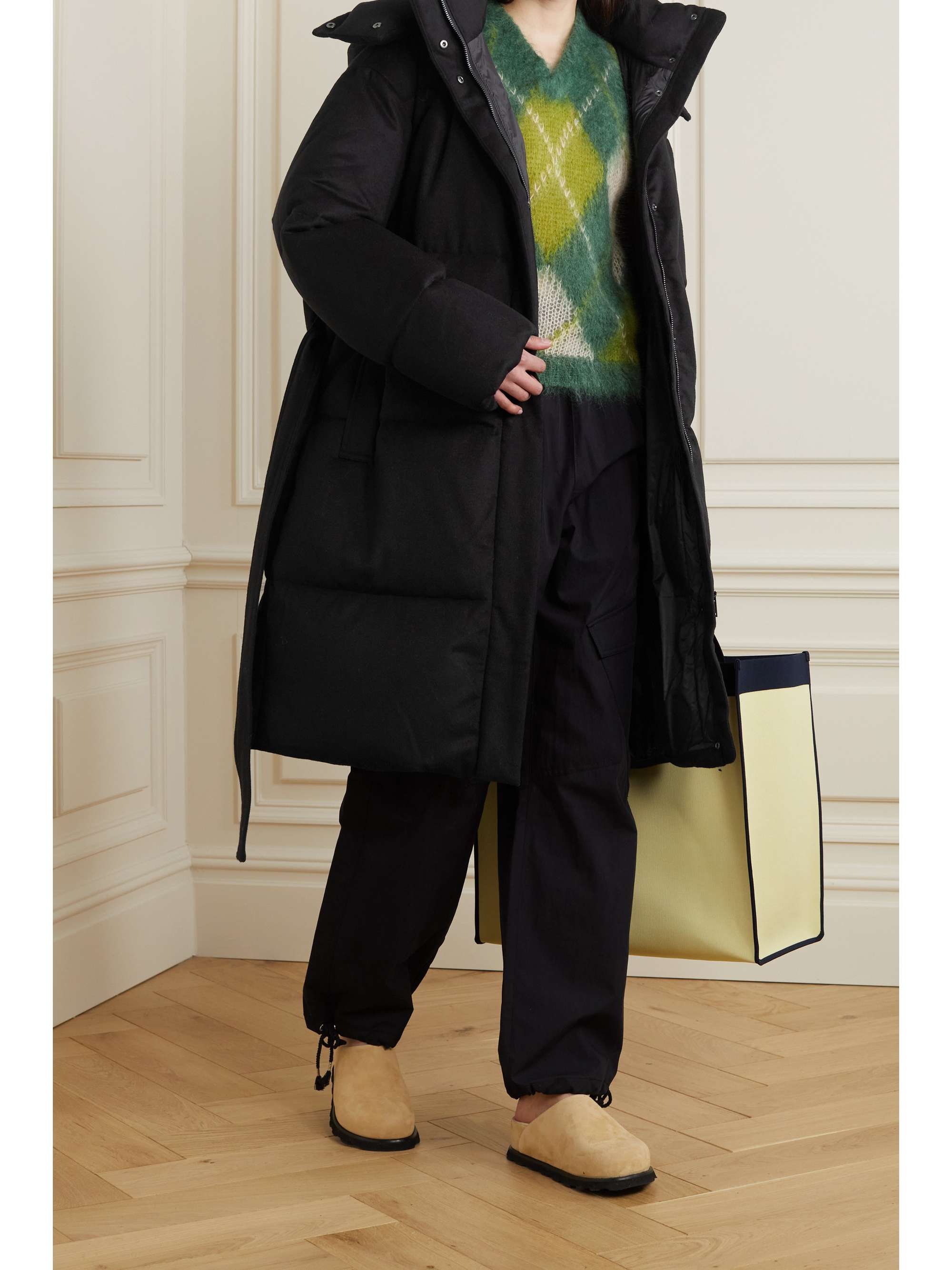JOSEPH Celida belted hooded quilted wool, TENCEL and cashmere-blend flannel coat