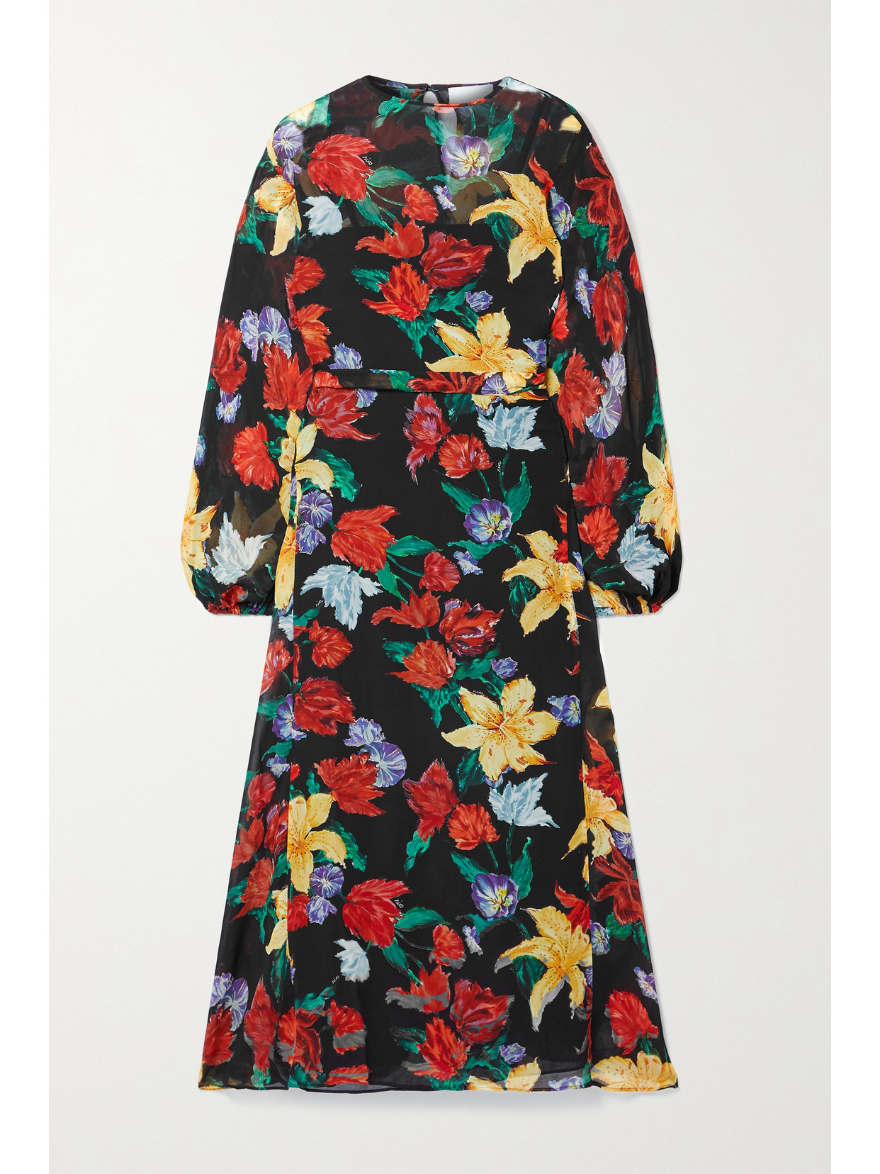 RIXO - Pia Belted Floral-print Chiffon Midi Dress - Black RIXO