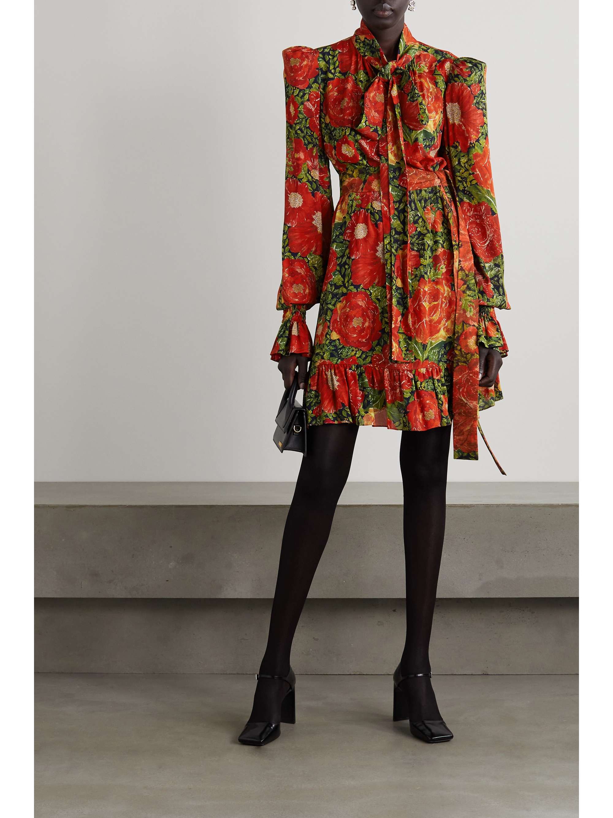THE VAMPIRE'S WIFE The Hypnosis pussy-bow floral-print georgette mini dress