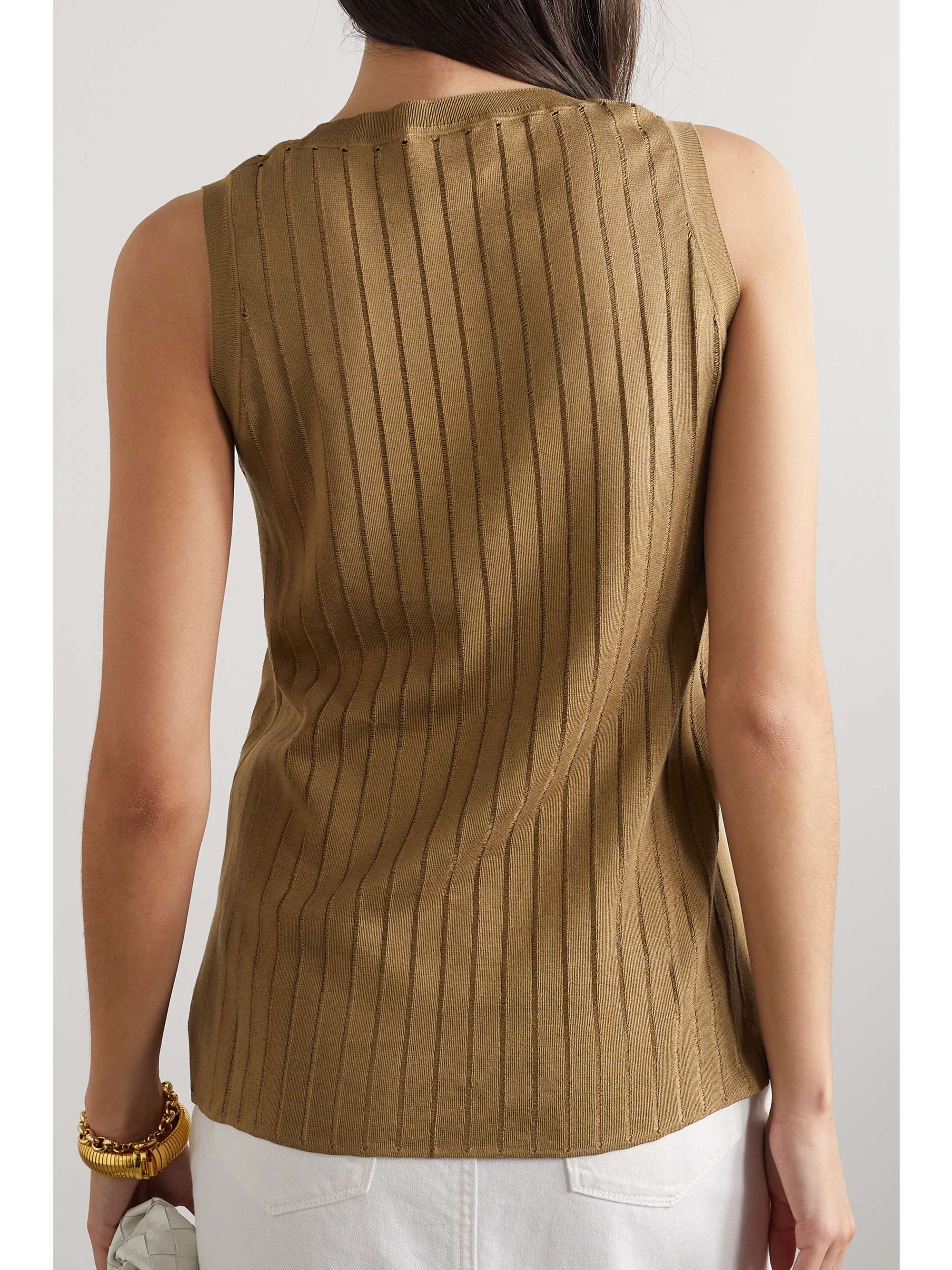 CASASOLA Alma ribbed silk and cotton-blend tank