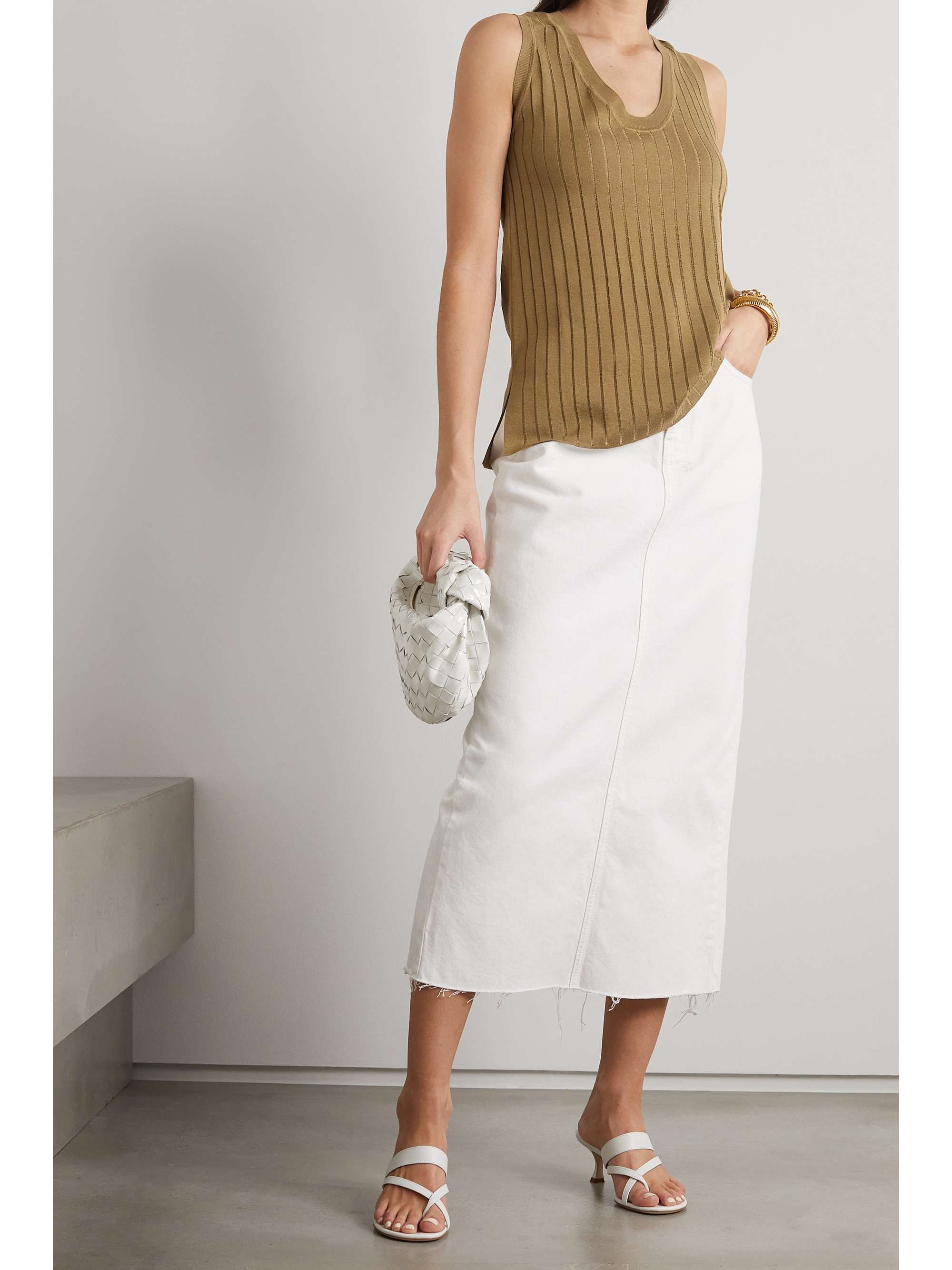 CASASOLA Alma ribbed silk and cotton-blend tank
