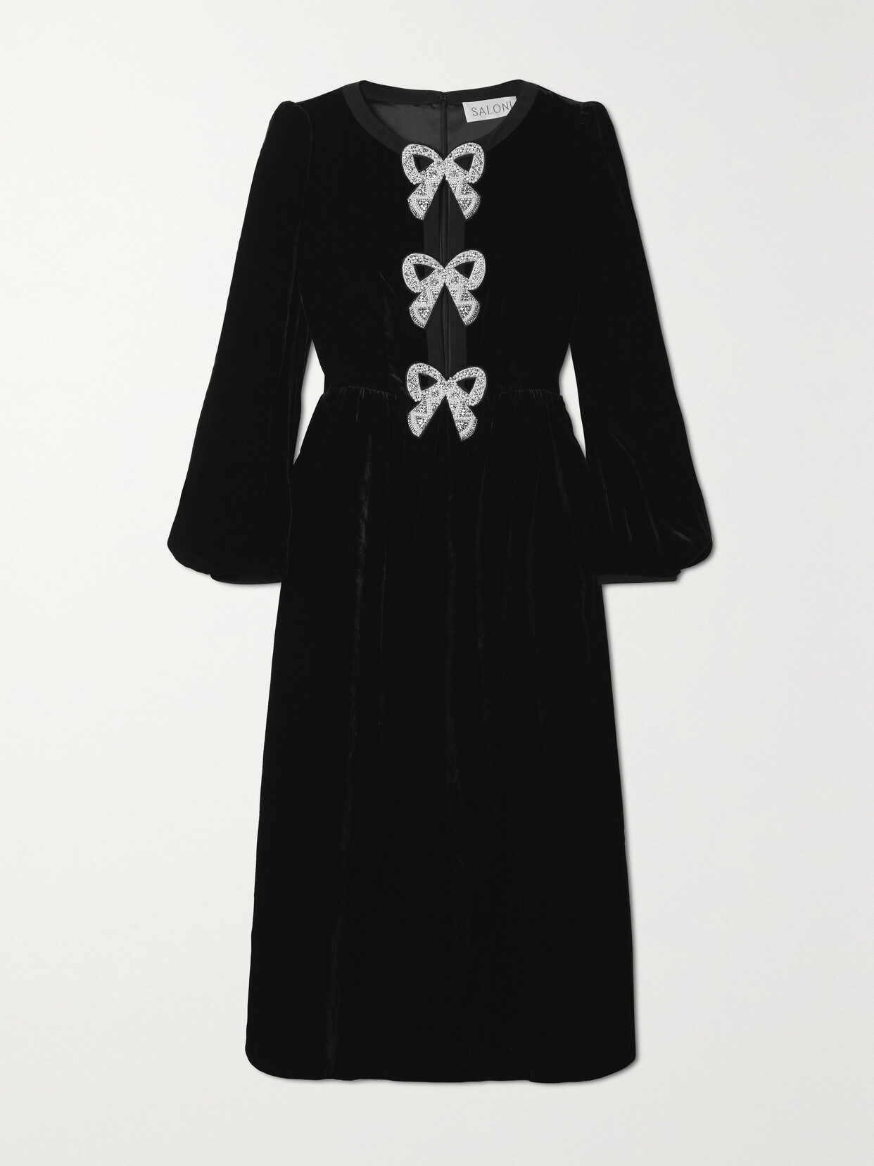Saloni Camille Cutout Embellished Velvet Jumpsuit In Black
