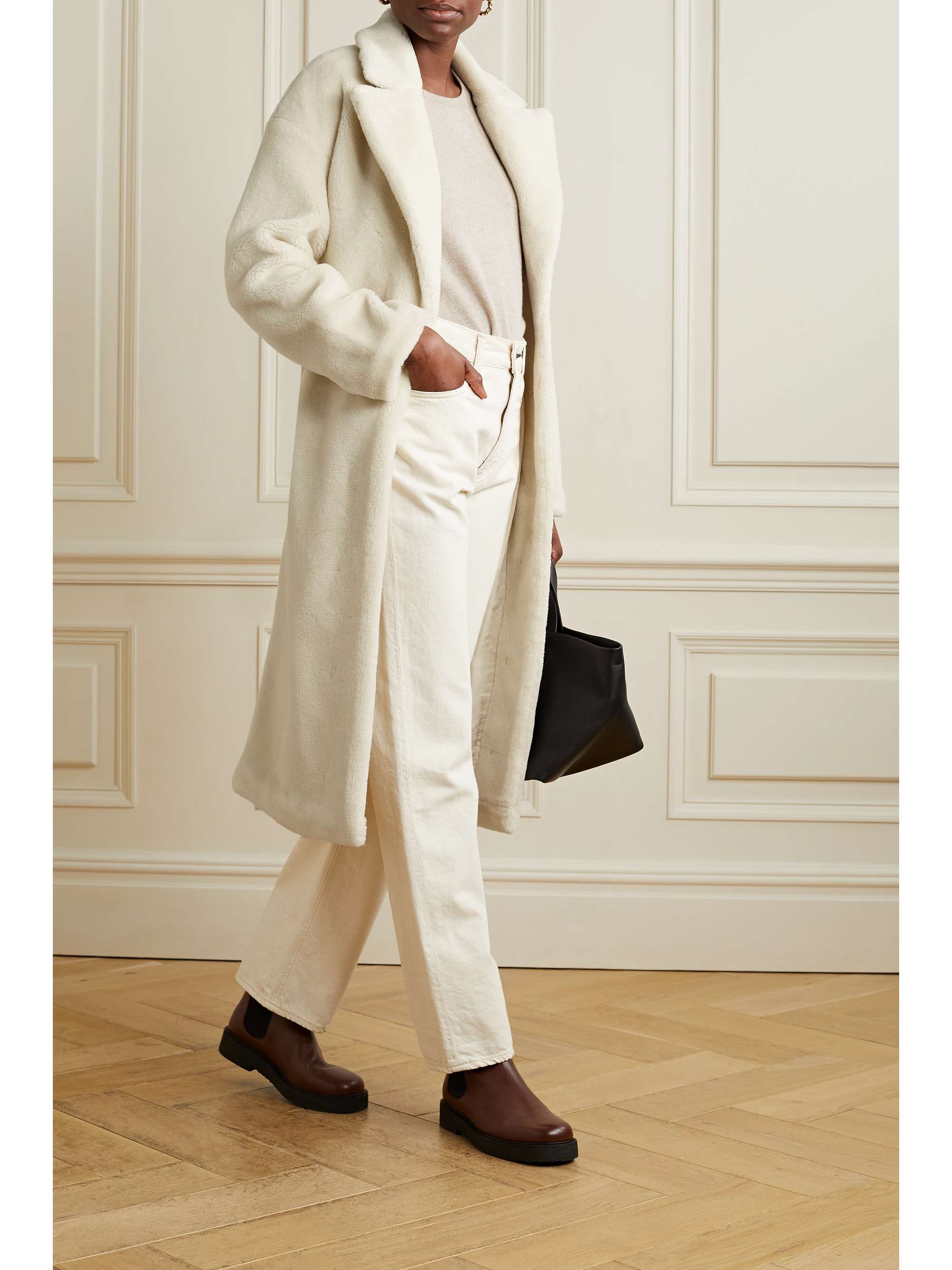 ANINE BING Sasha oversized belted fleece coat