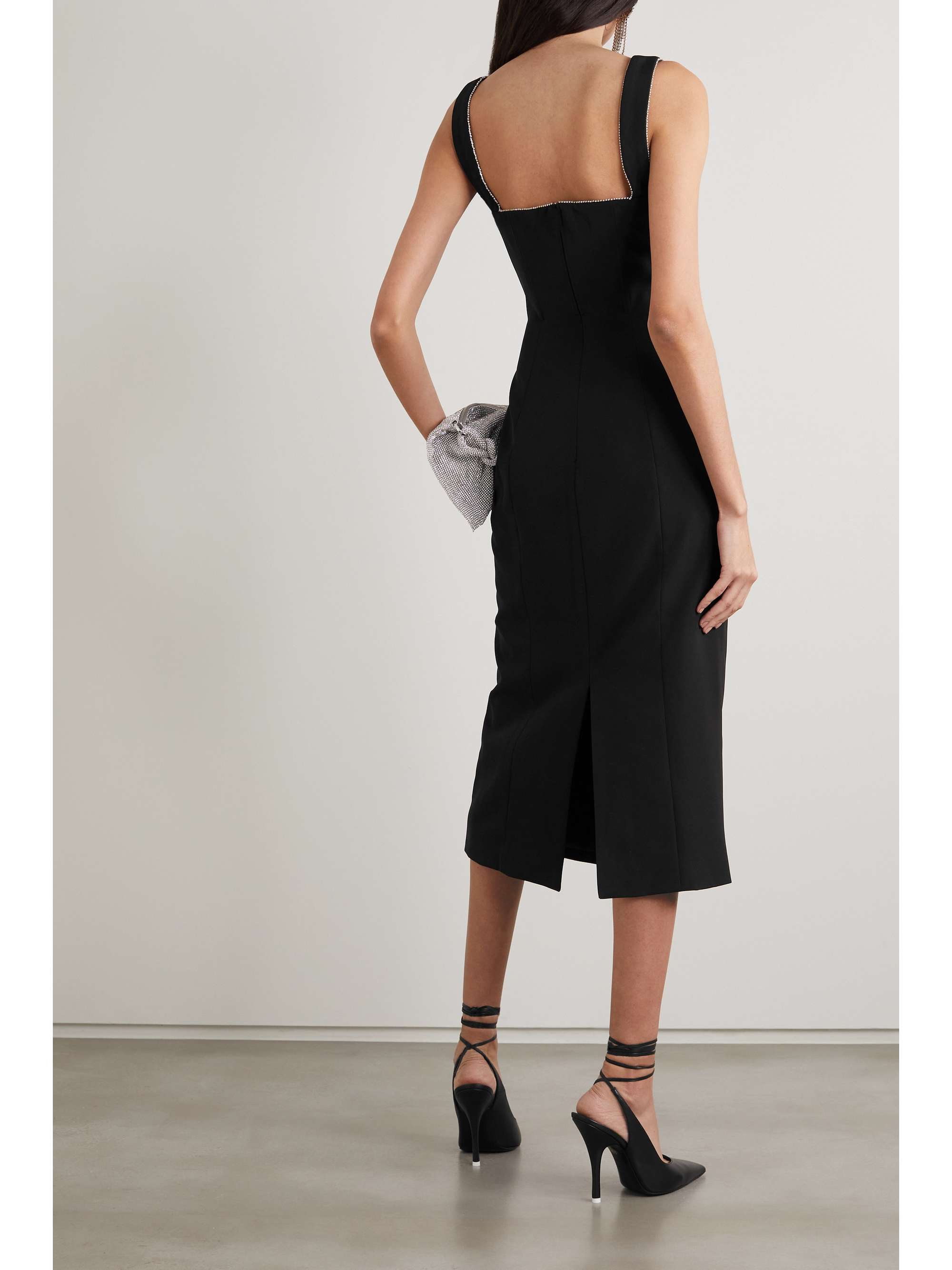 SALONI Halle-B crystal-embellished stretch-crepe midi dress