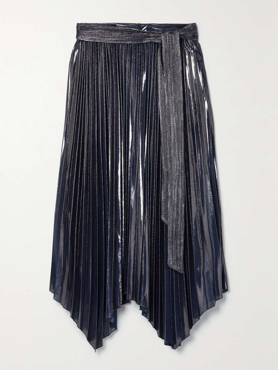 Asymmetric Metallic Midi Skirt