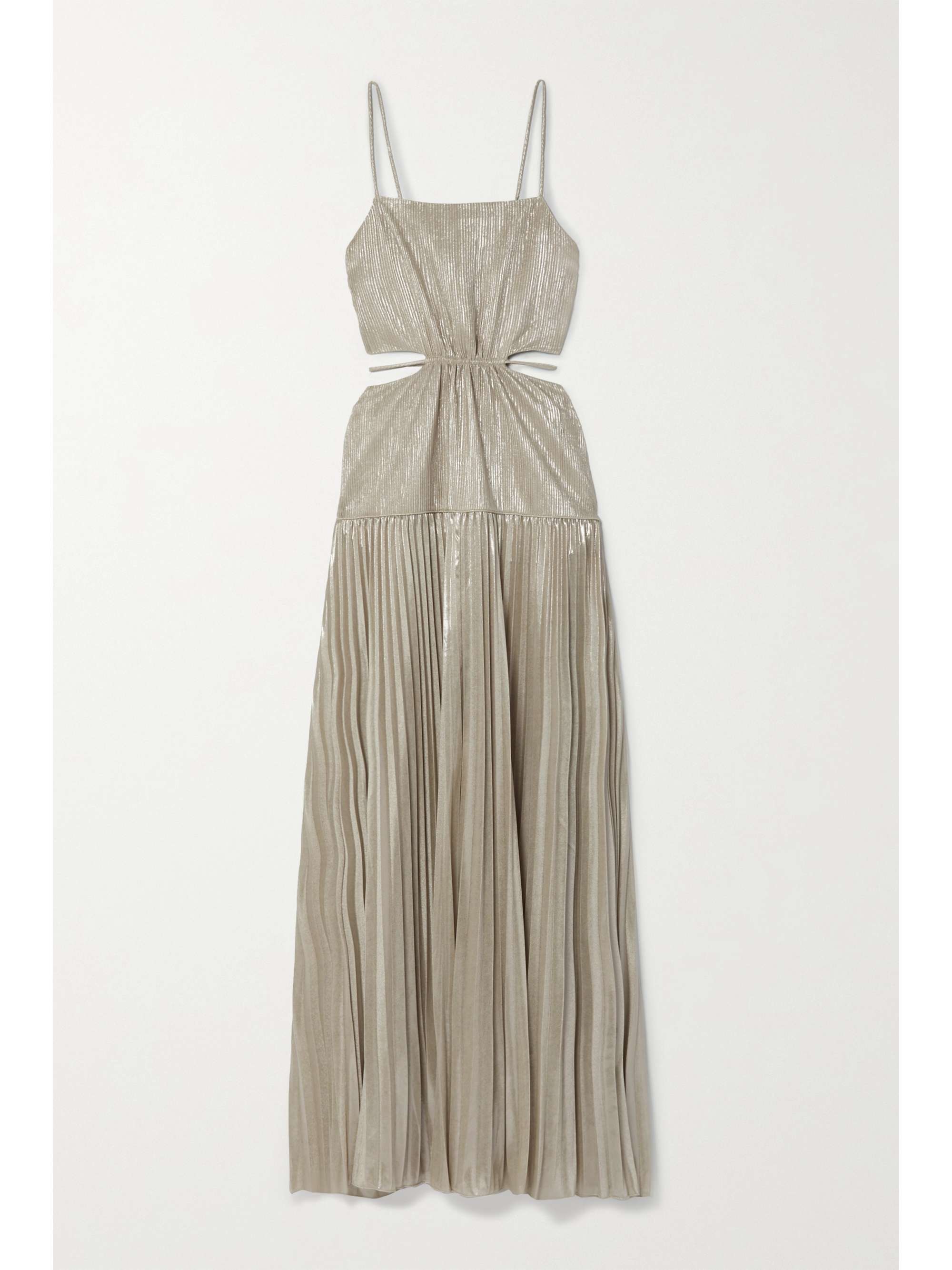 jonathan simkhai plisse lame maxi dress
