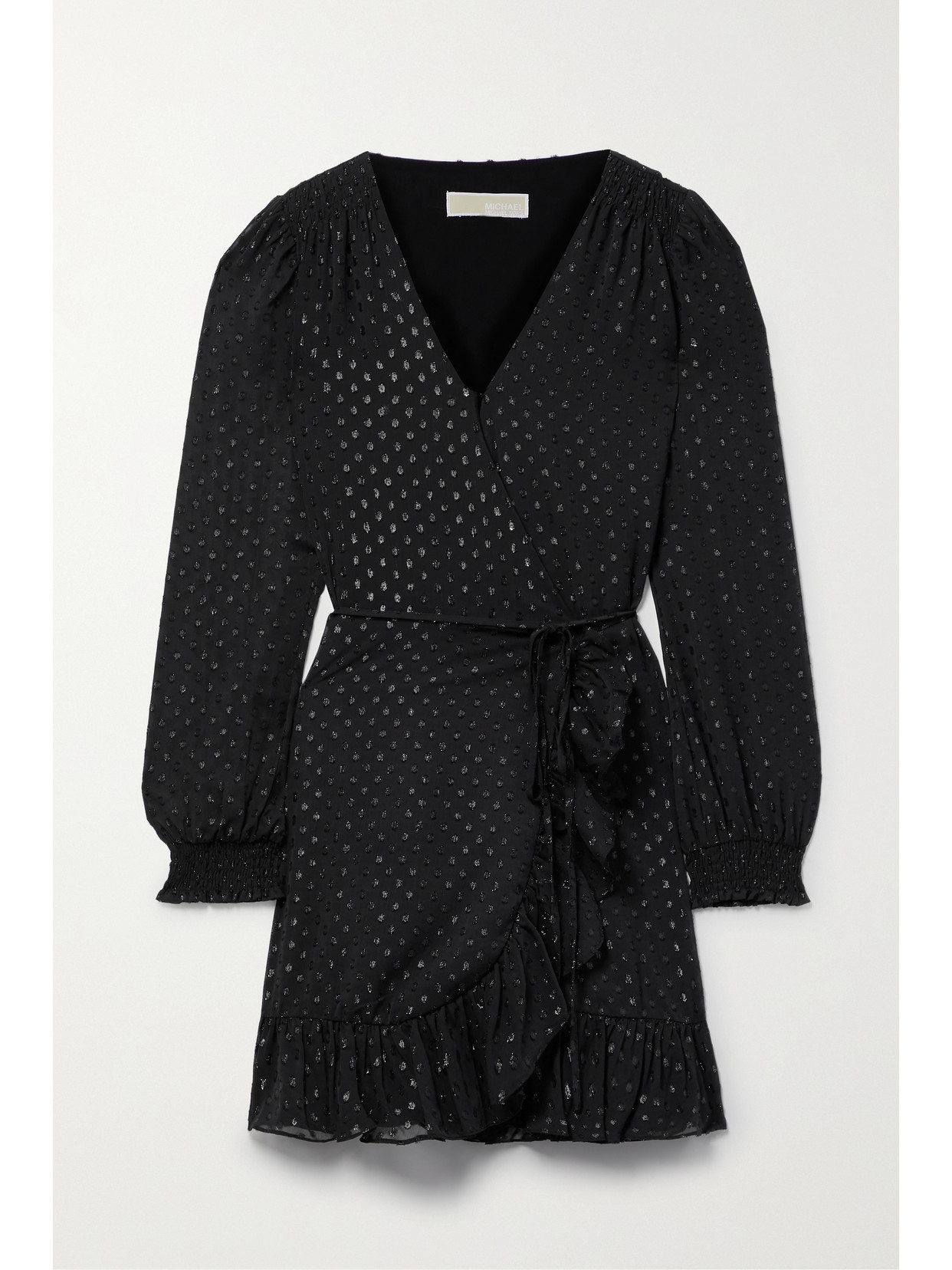 Michael Michael Kors Ruffled Fil Coupé Georgette Mini Wrap Dress In Blue