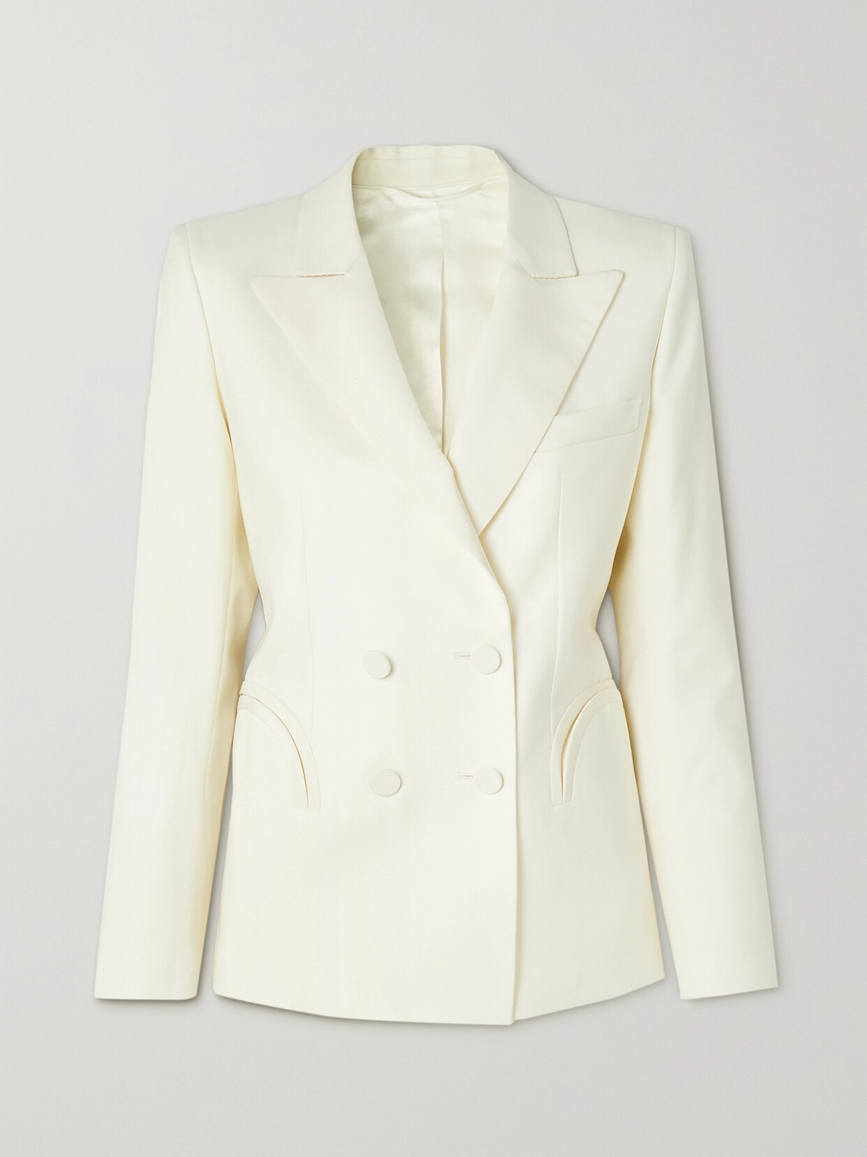 Blazé Milano First Class Charmer Double-breasted Silk-trimmed Wool Blazer - Cream