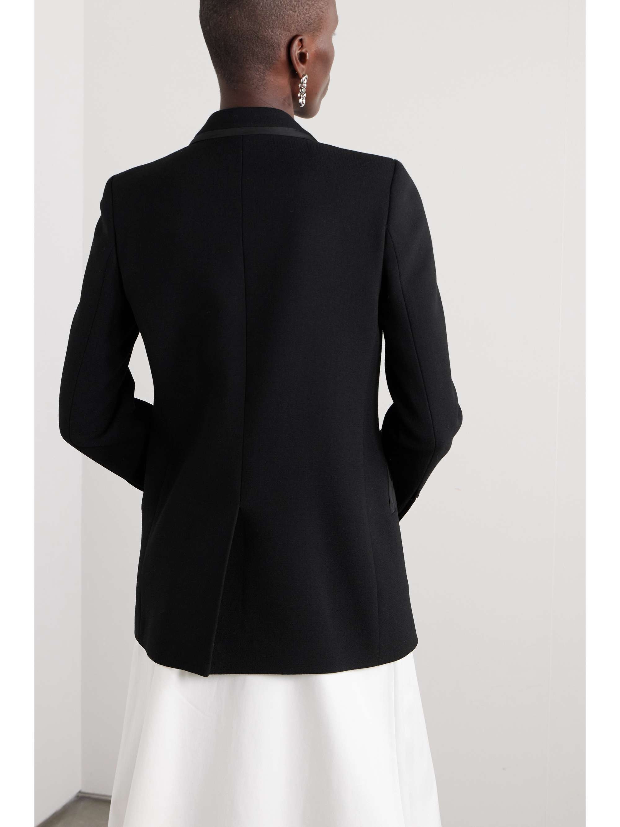BLAZÉ MILANO Resolute Everyday double-breasted velvet-trimmed wool-crepe blazer
