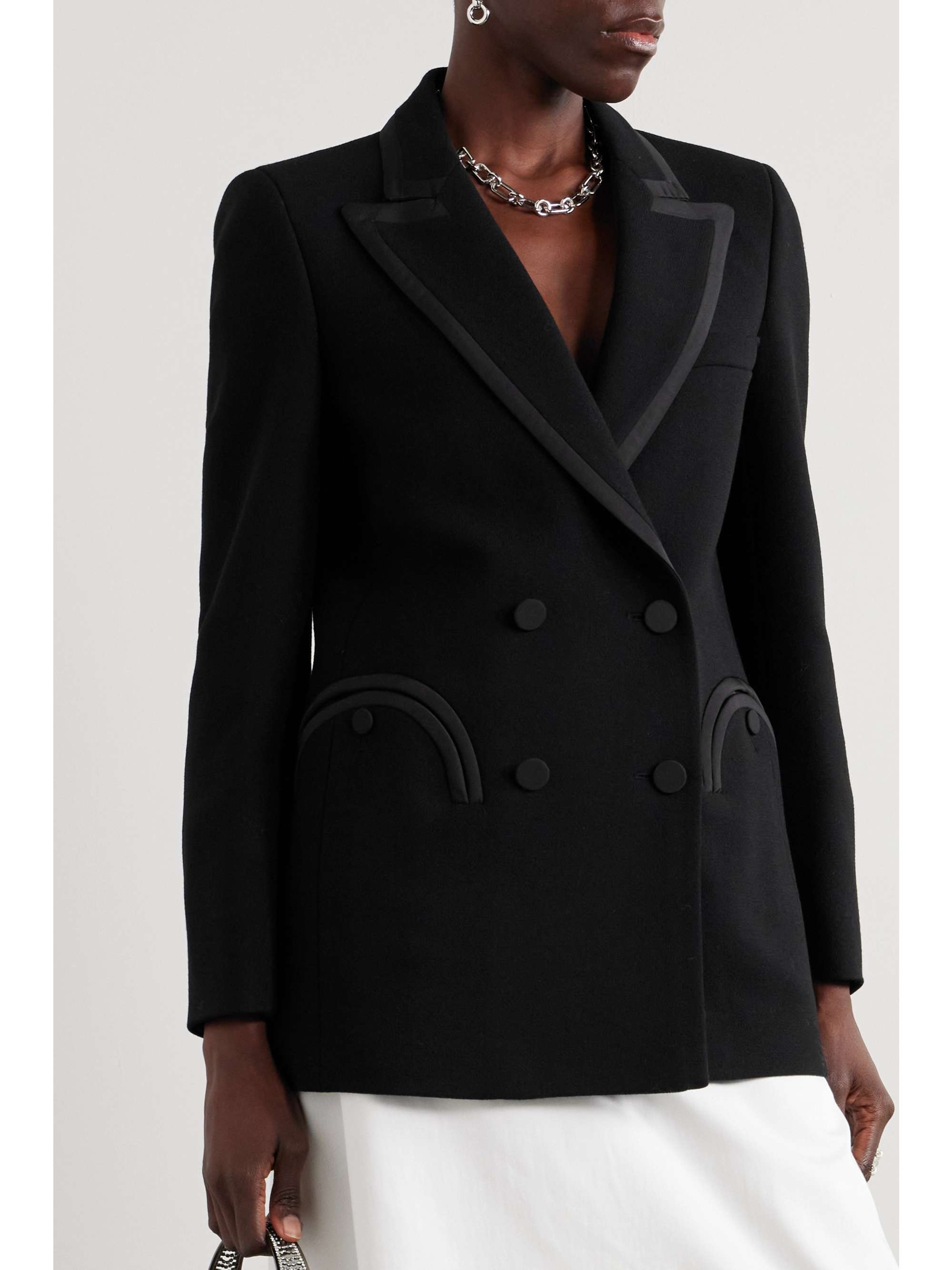 BLAZÉ MILANO Resolute Everyday double-breasted velvet-trimmed wool-crepe blazer