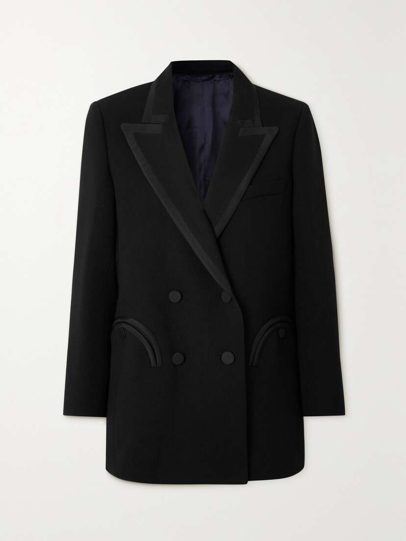 Blazé Milano Resolute Everyday Double-breasted Silk-trimmed Wool-crepe Blazer