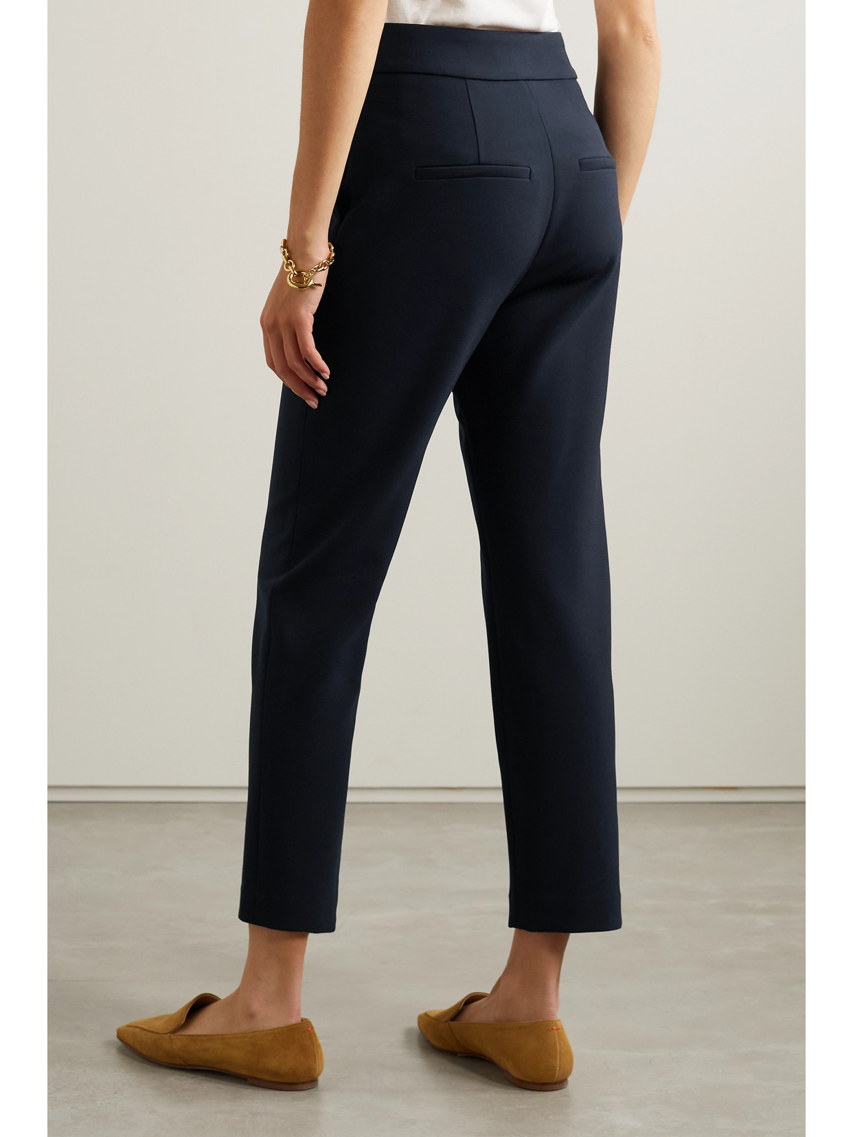 Shop Veronica Beard Renzo Cropped Woven Straight-leg Pants In Blue