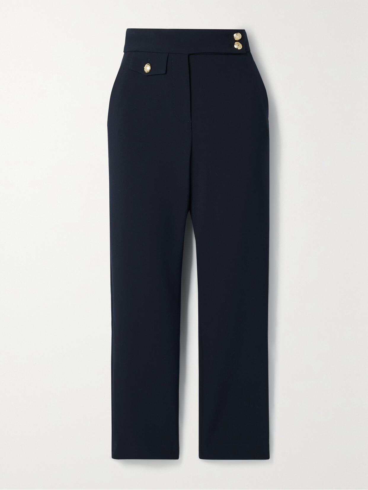 Shop Veronica Beard Renzo Cropped Woven Straight-leg Pants In Blue