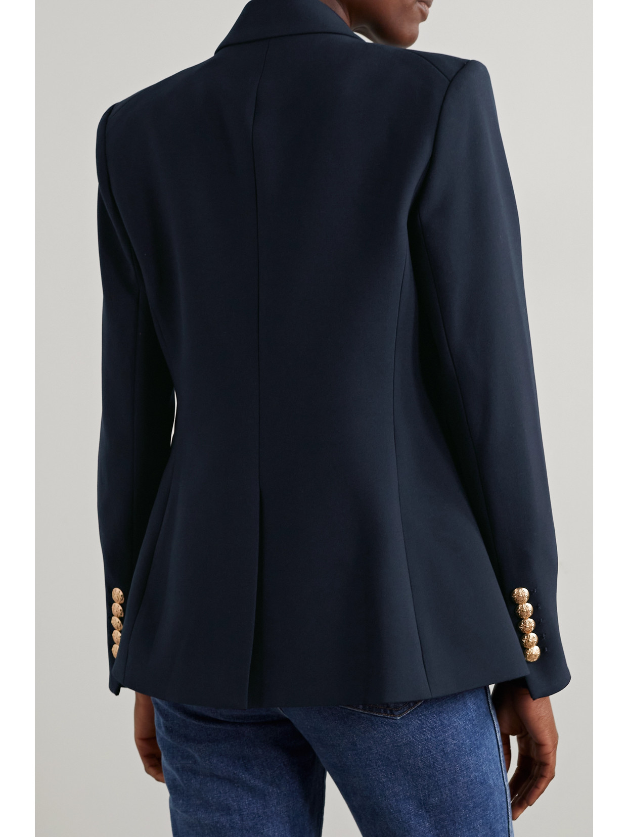 Shop Veronica Beard Miller Dickey Double-breasted Grain De Poudre Blazer In Blue