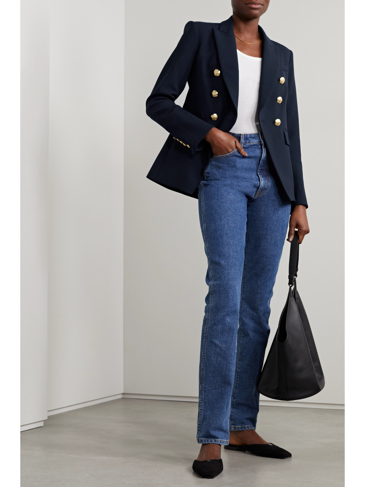 Veronica Beard Miller Dickey Double-breasted Grain De Poudre Blazer In Blue