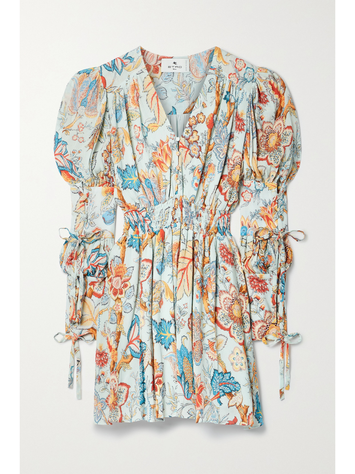 Etro Tie-detailed Printed Crepe Mini Dress