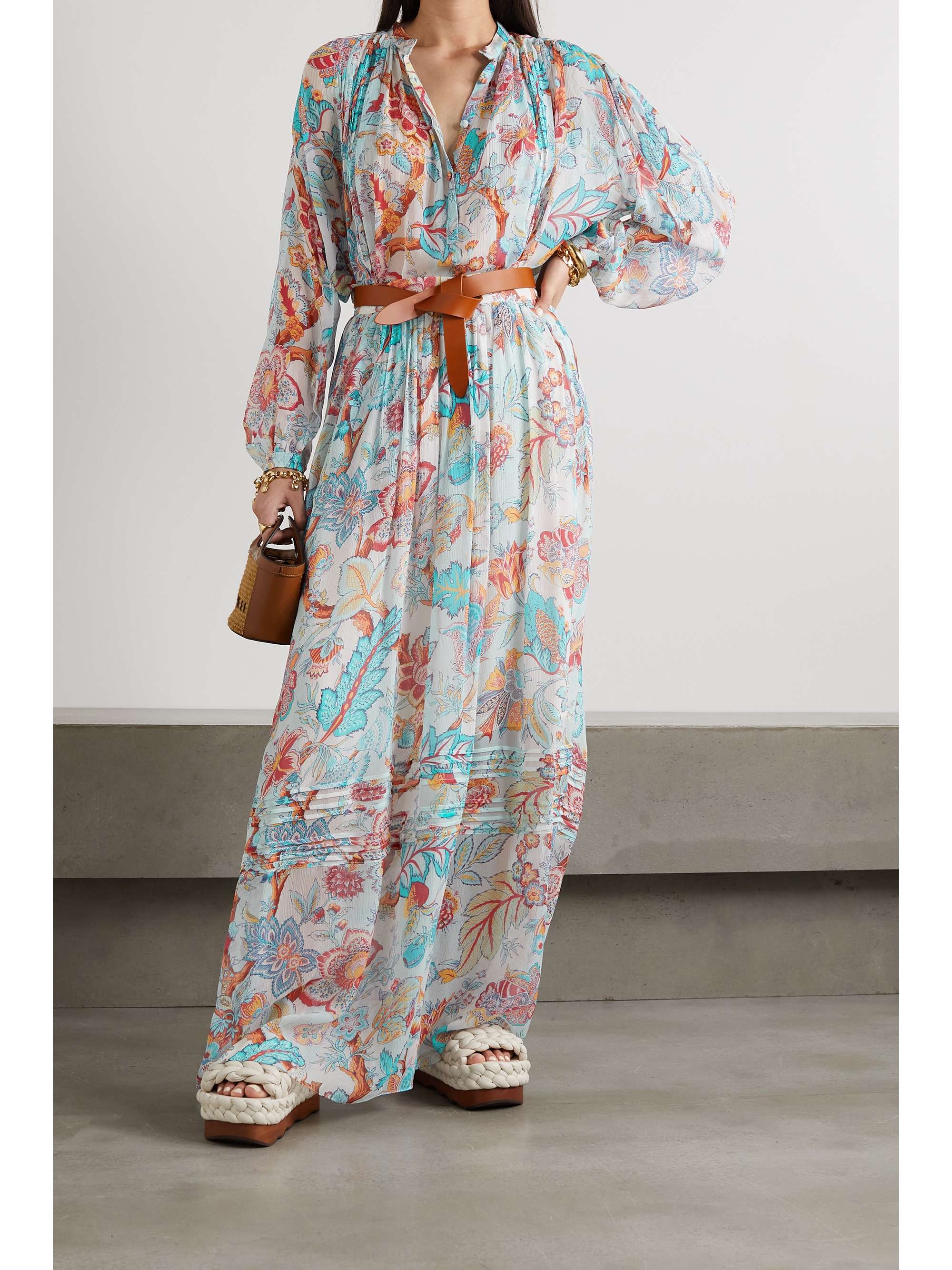 ETRO Pleated floral-print silk-chiffon blouse