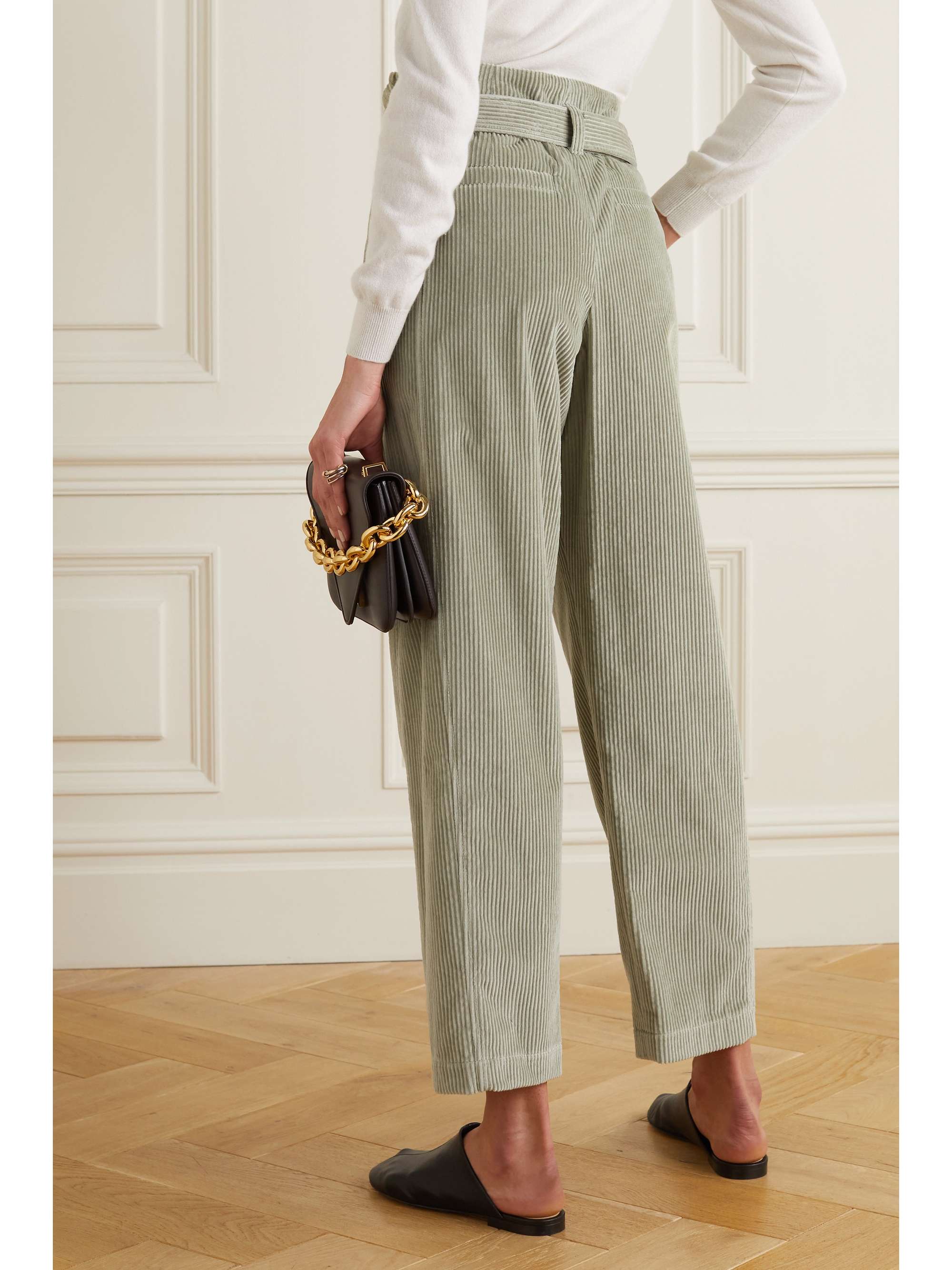 BRUNELLO CUCINELLI Belted cotton-corduroy straight-leg pants