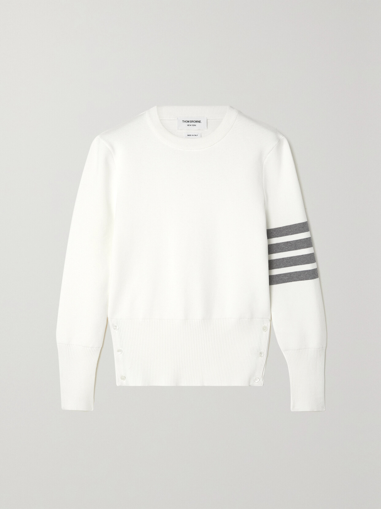 Shop Thom Browne Striped Cotton Sweater In White