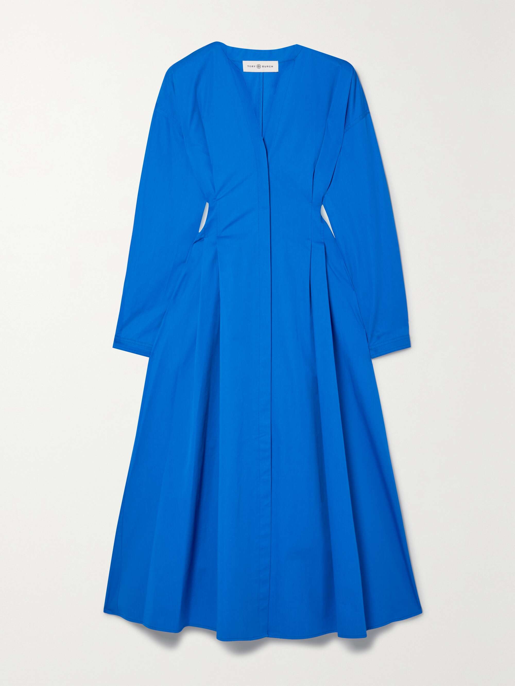 Cobalt blue Pleated cotton-poplin midi shirt dress | TORY BURCH | NET-A ...