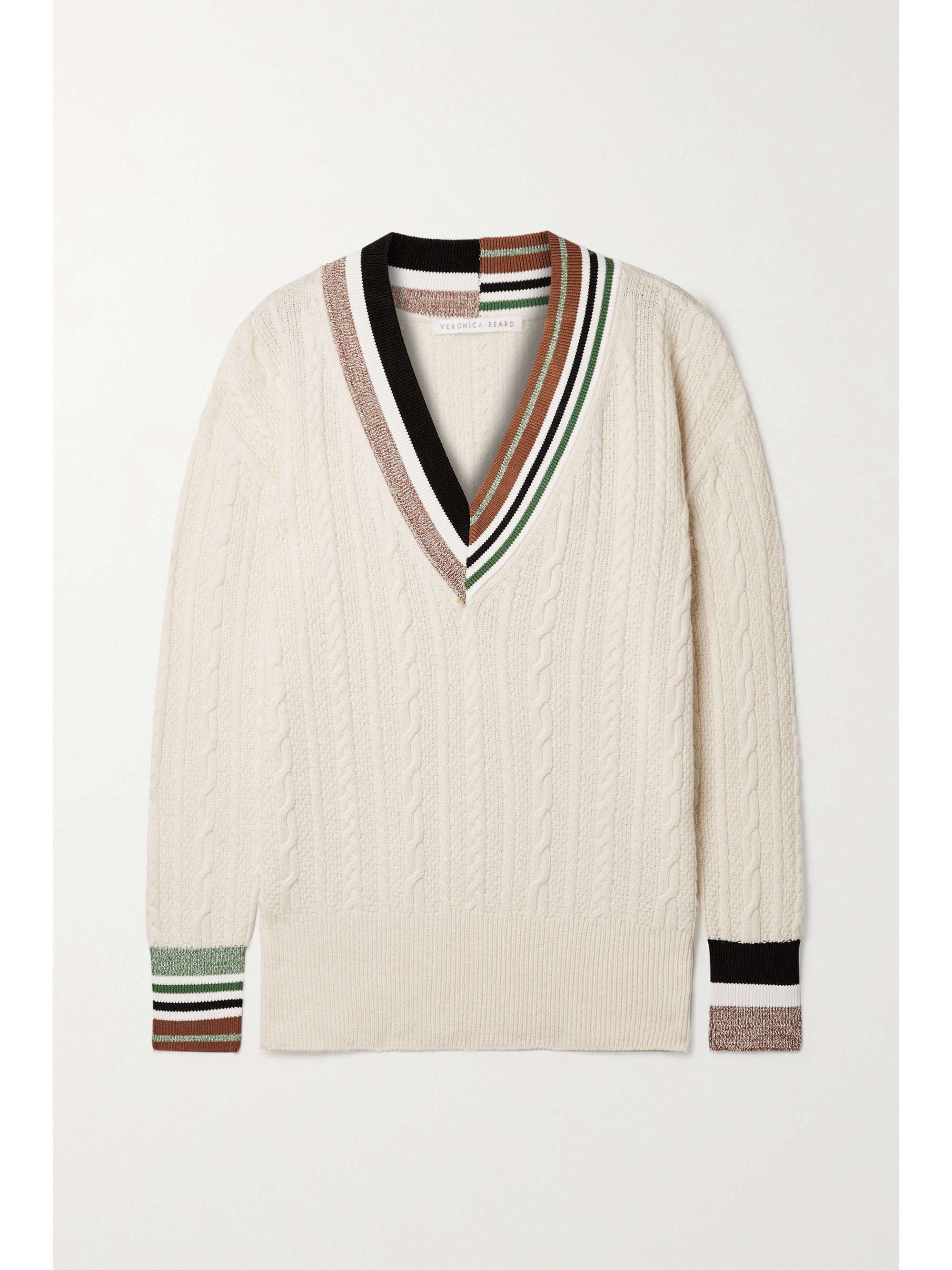 striped cable knit sweater