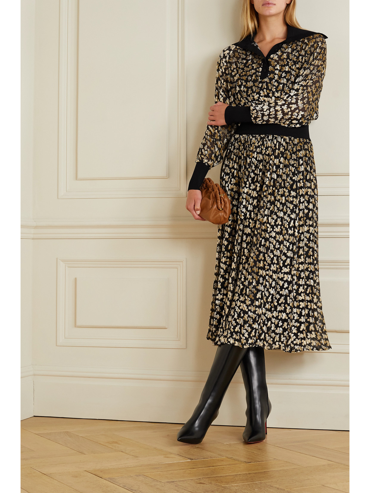 Tory Burch Jersey-trimmed Flocked Tulle Midi Dress In Black | ModeSens Tory Burch Jersey-trimmed Flocked Tulle Midi Dress In Black | ModeSens