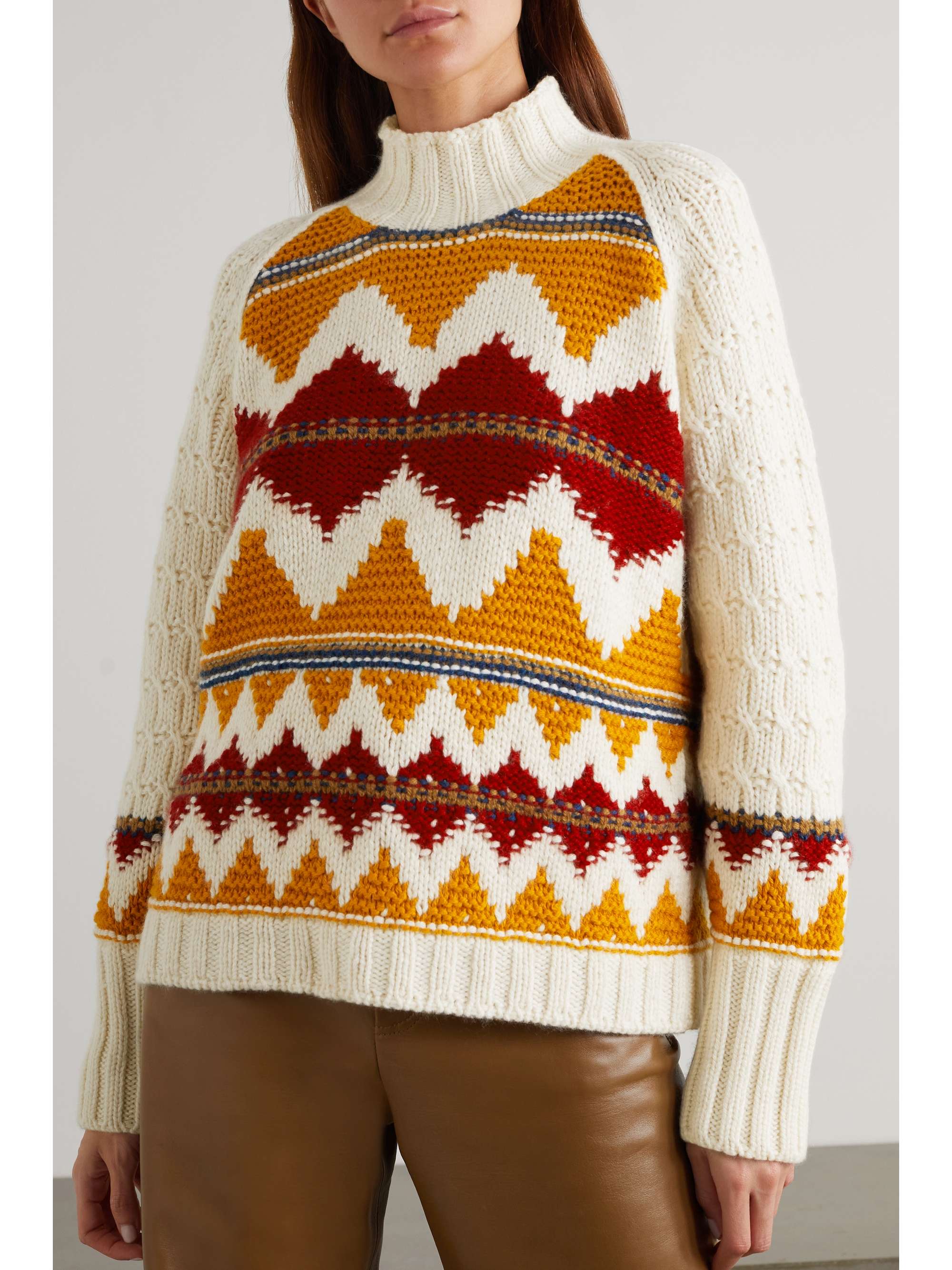LORO PIANA Achillea jacquard-knit cashmere turtleneck sweater
