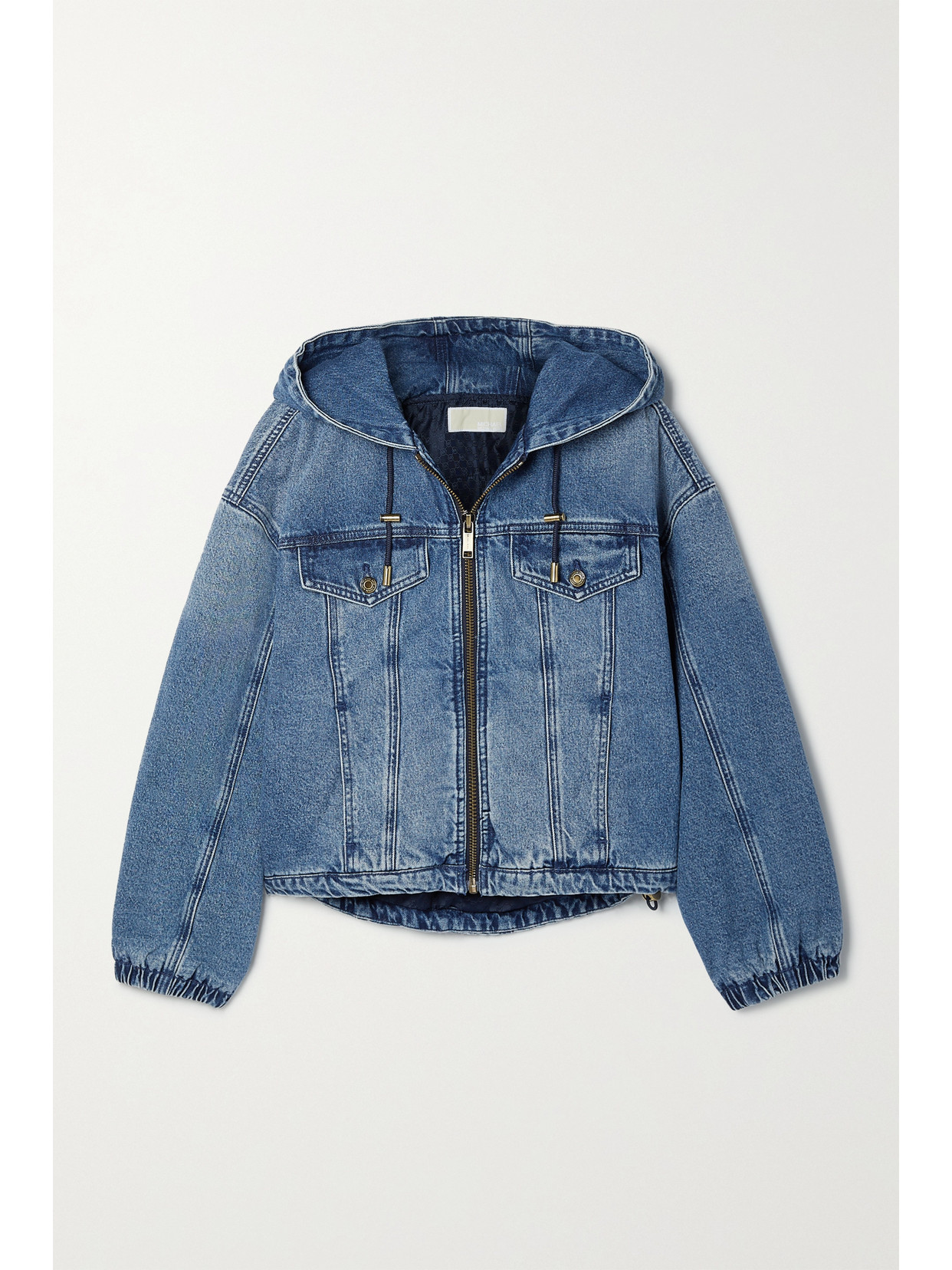 MICHAEL MICHAEL KORS HOODED PADDED DENIM BOMBER JACKET