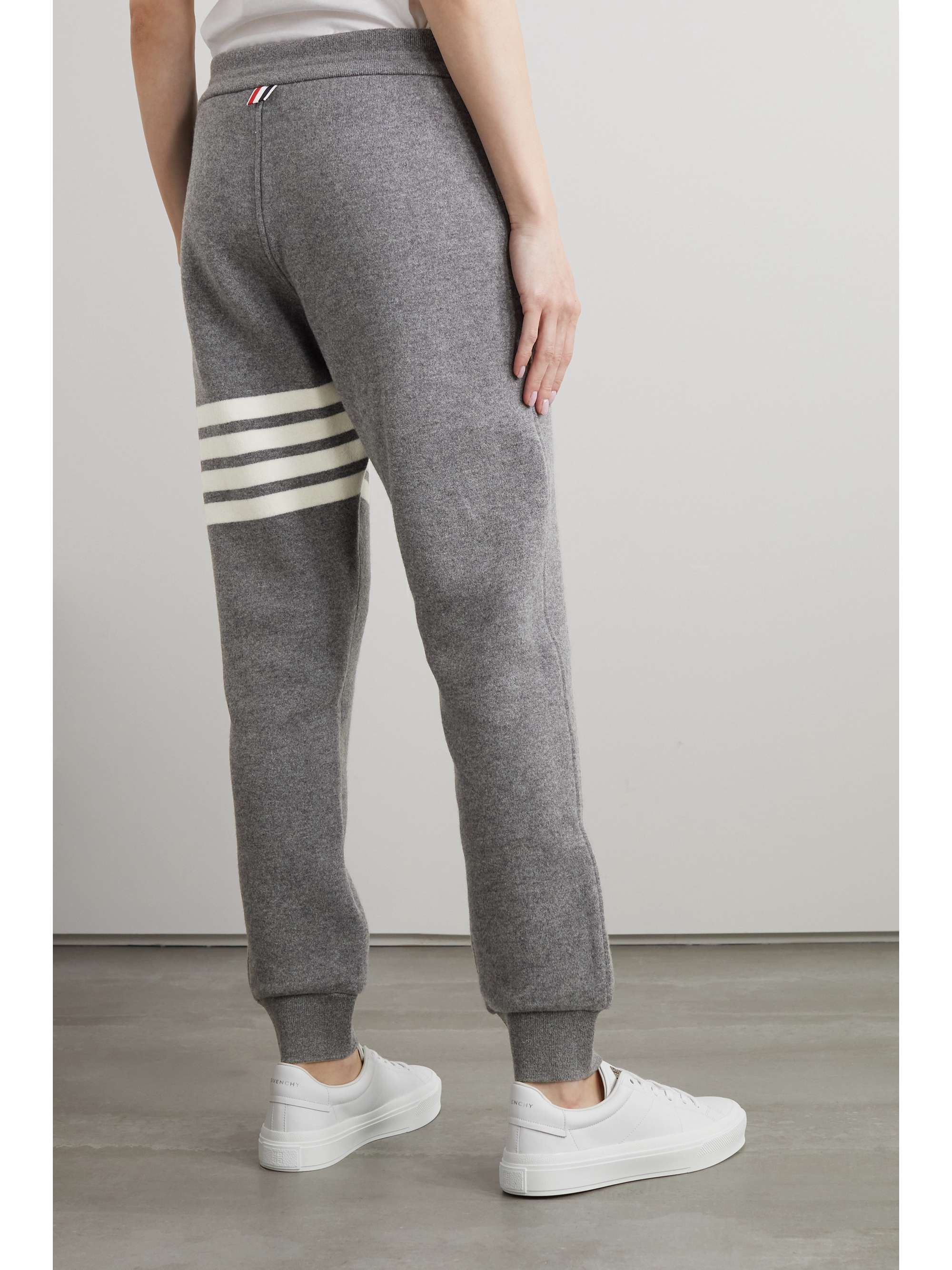 THOM BROWNE Striped cashmere-blend track pants
