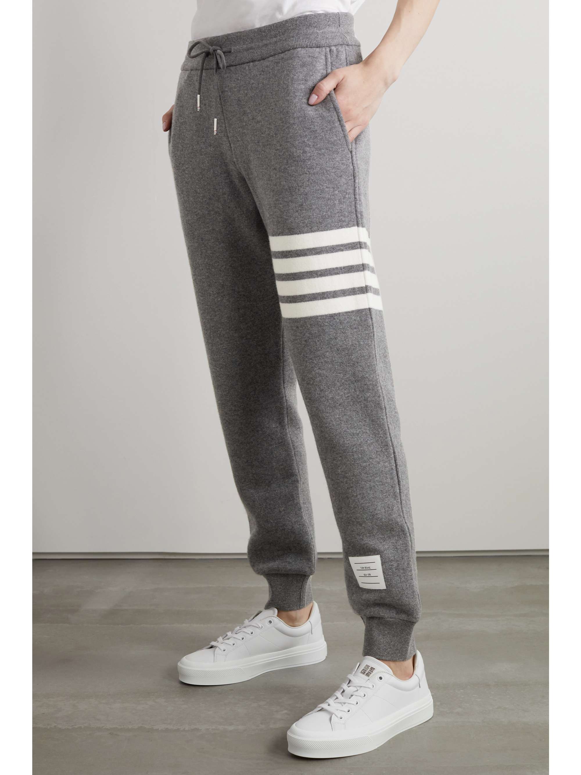 THOM BROWNE Striped cashmere-blend track pants