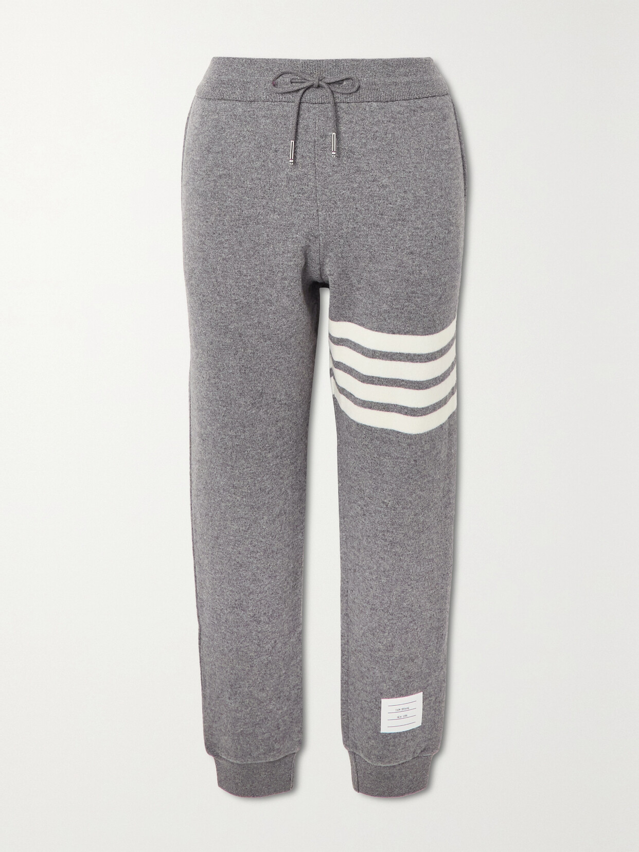 Thom Browne Striped Cashmere-blend Track Trousers In Grey