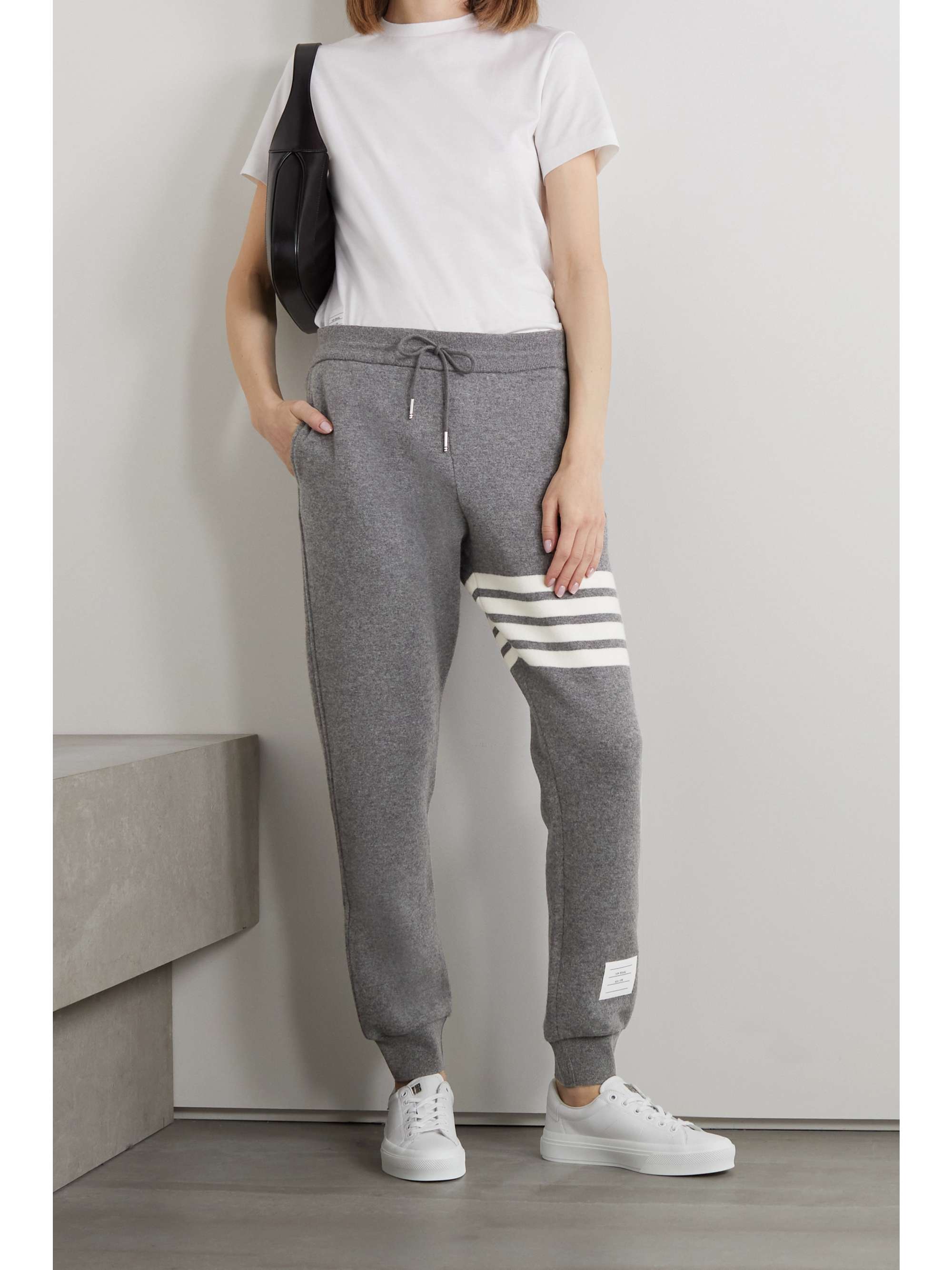THOM BROWNE Striped cashmere-blend track pants
