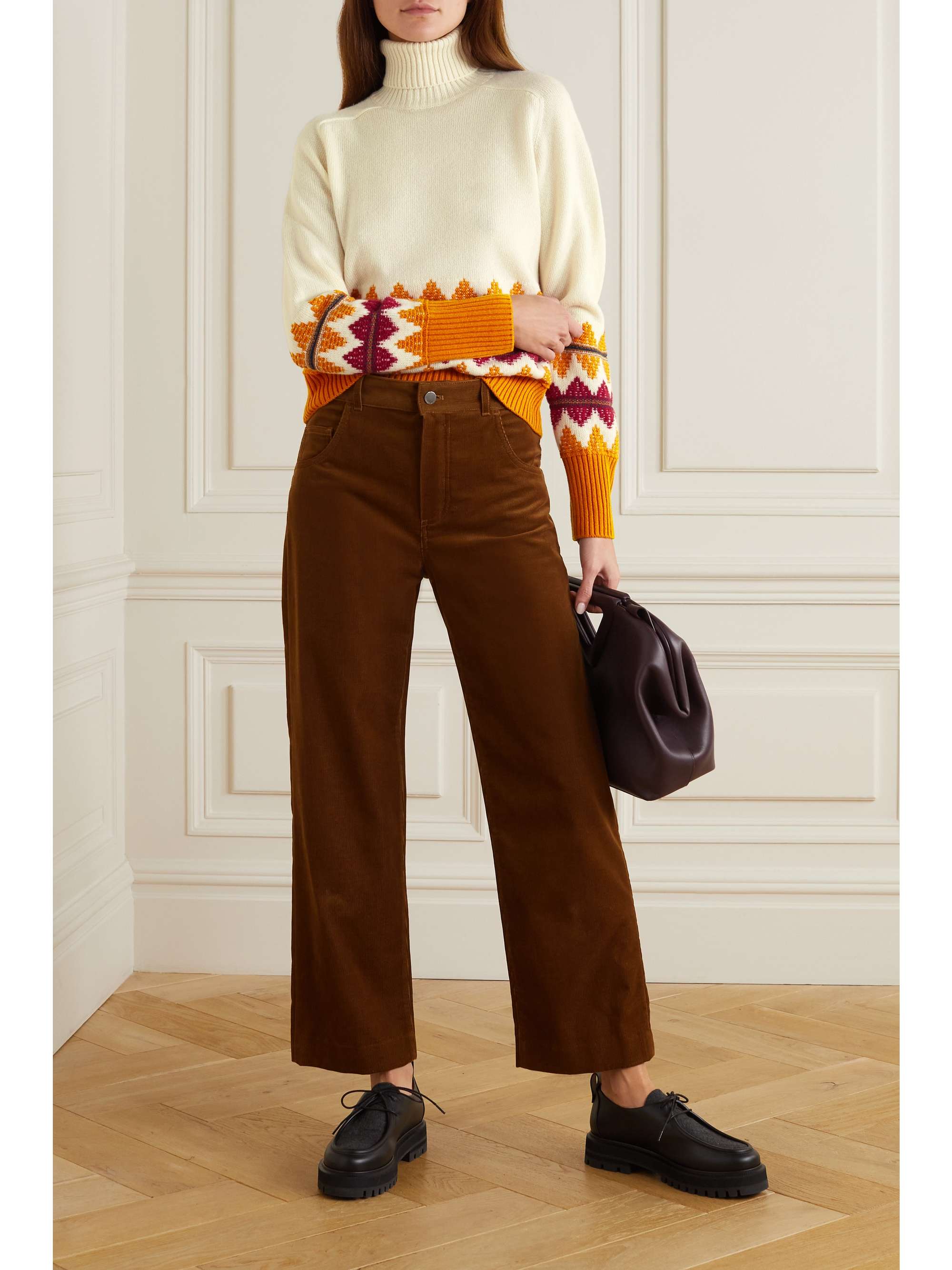 LORO PIANA Eufrasia jacquard-knit cashmere turtleneck sweater