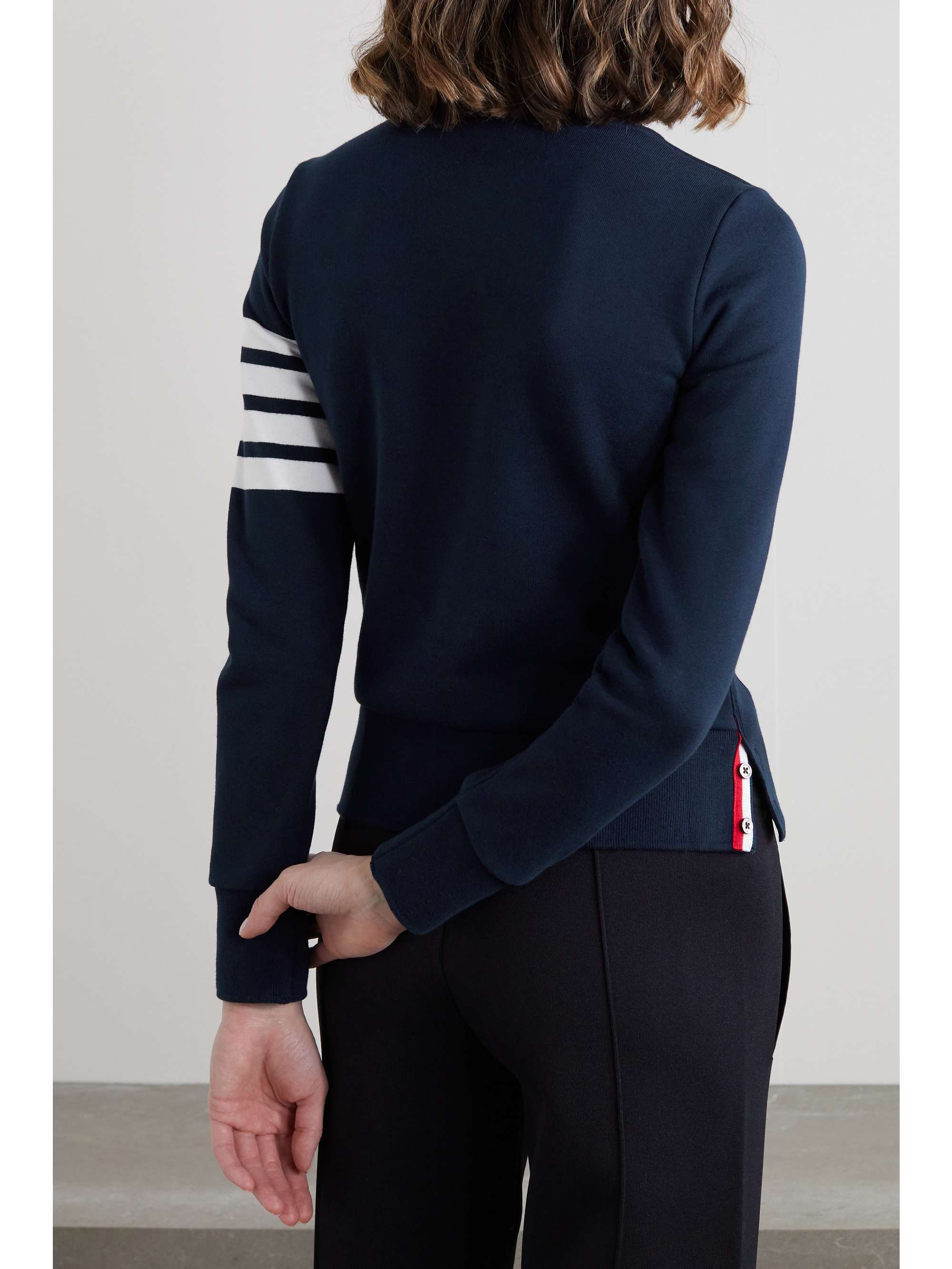 THOM BROWNE Striped cotton-jersey sweatshirt