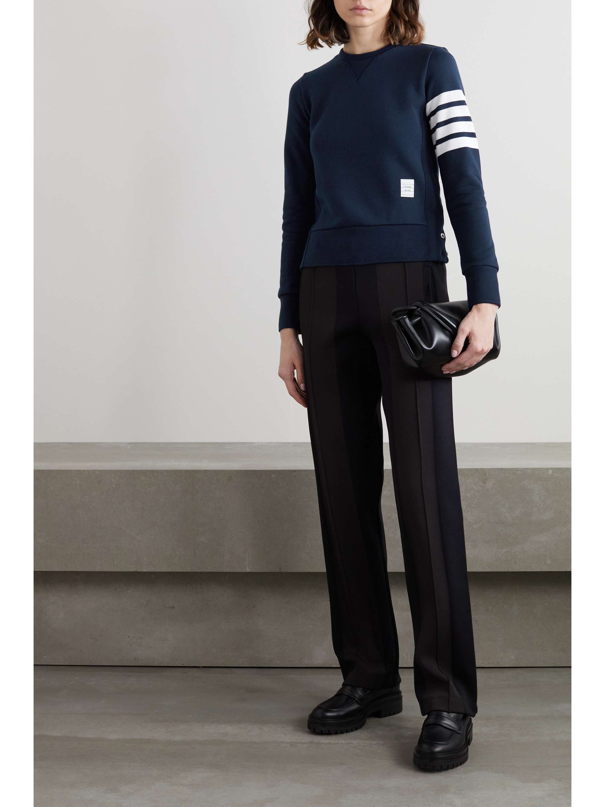 THOM BROWNE Striped cotton-jersey sweatshirt
