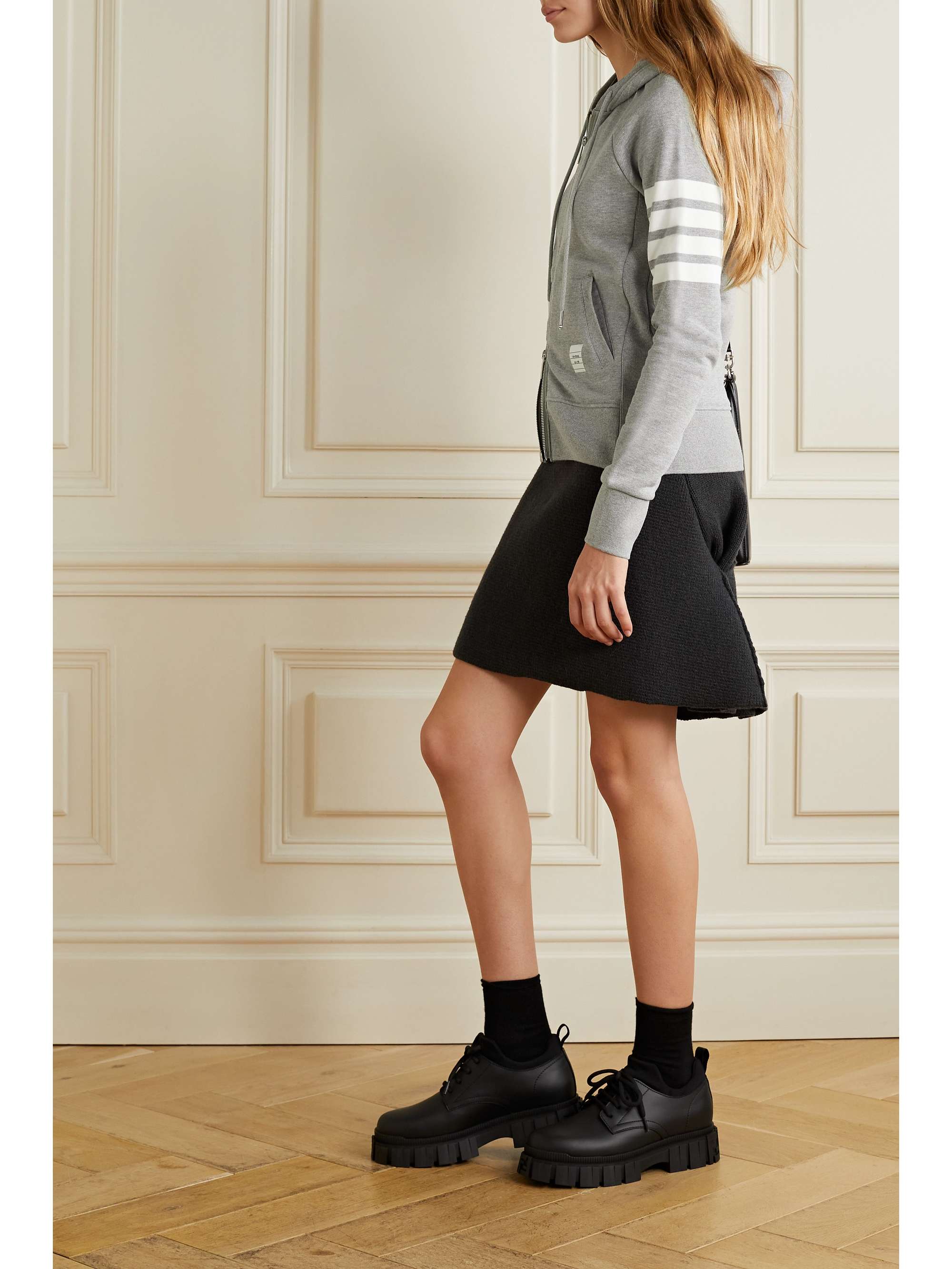 THOM BROWNE Striped cotton-jersey hoodie