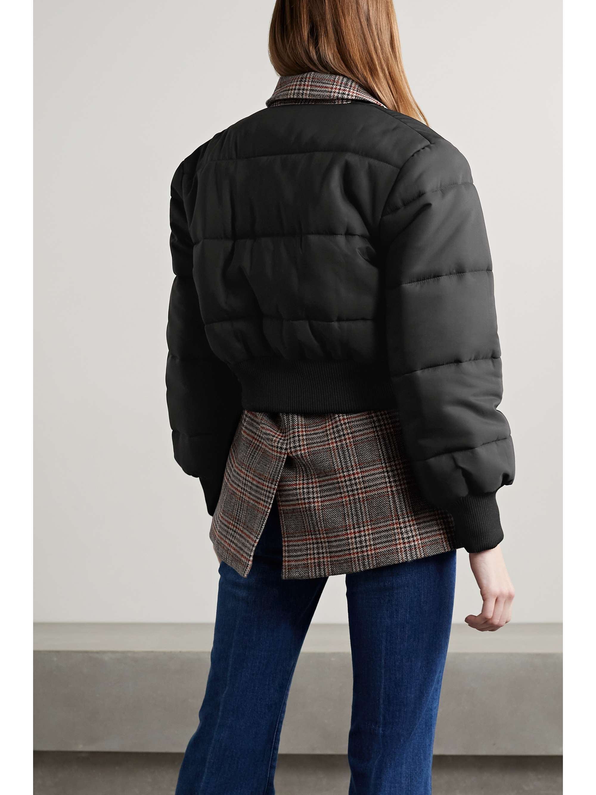 VERONICA BEARD Larkin layered quilted shell and checked tweed jacket