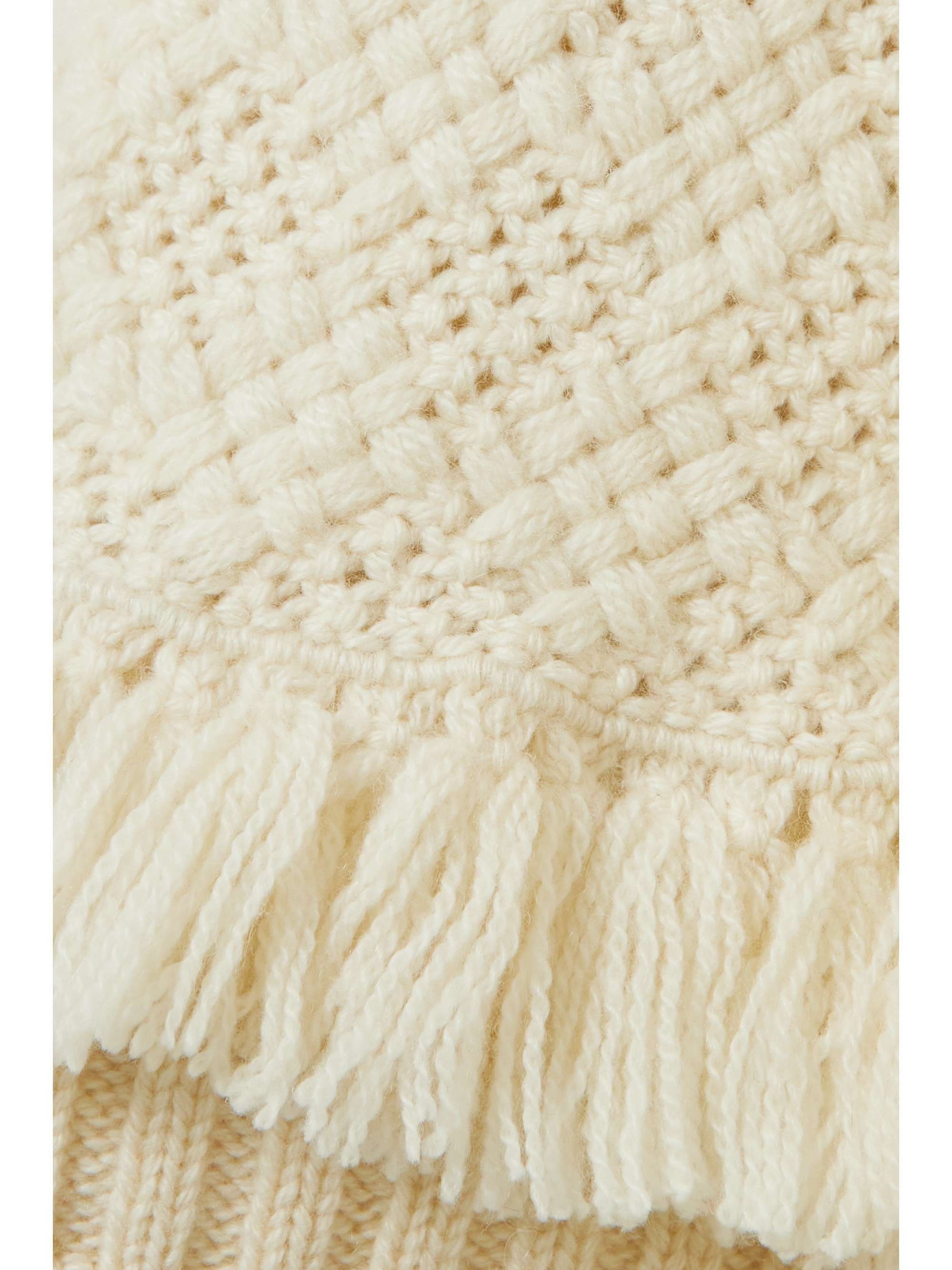 LORO PIANA Fringed macramé-trimmed cashmere sweater