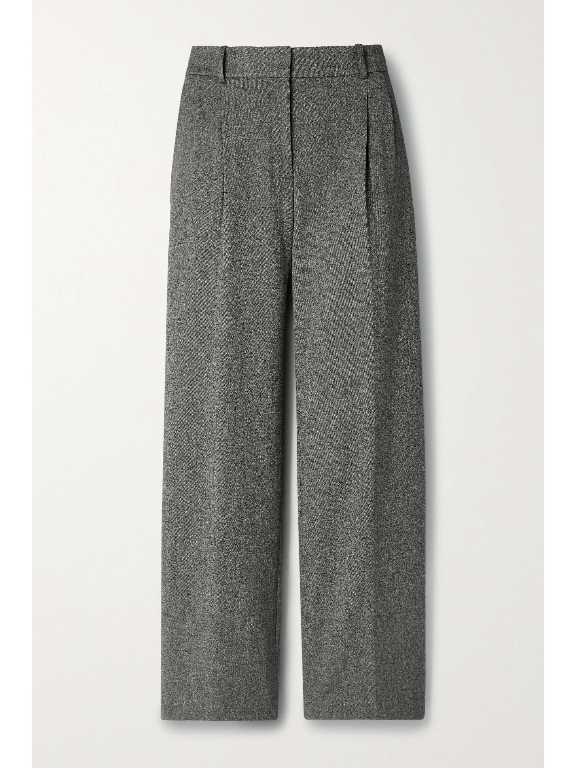 Gray Pleated twill wide-leg pants 