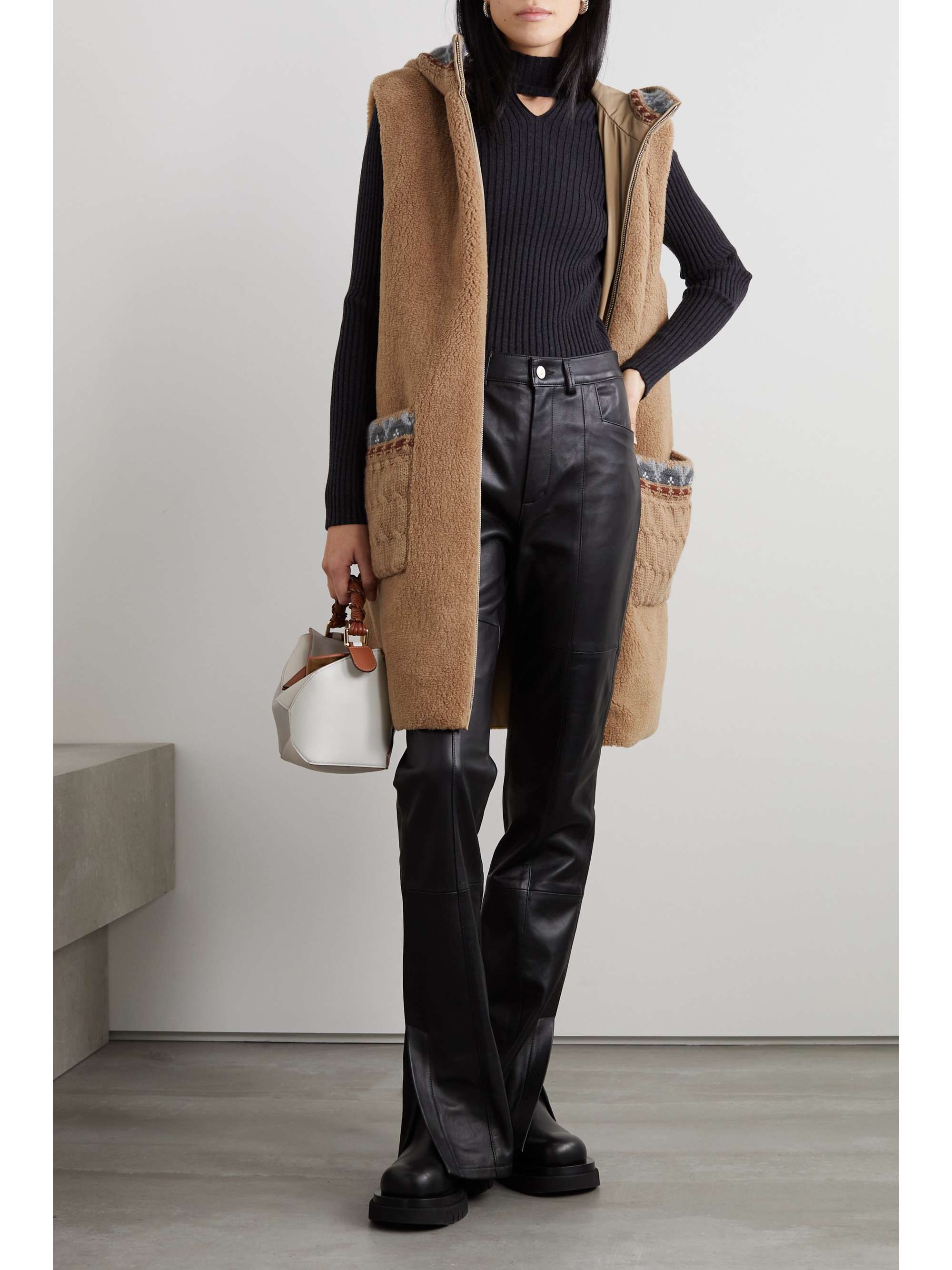 LORO PIANA Maurer reversible hooded cashmere and silk-blend fleece and nylon padded vest