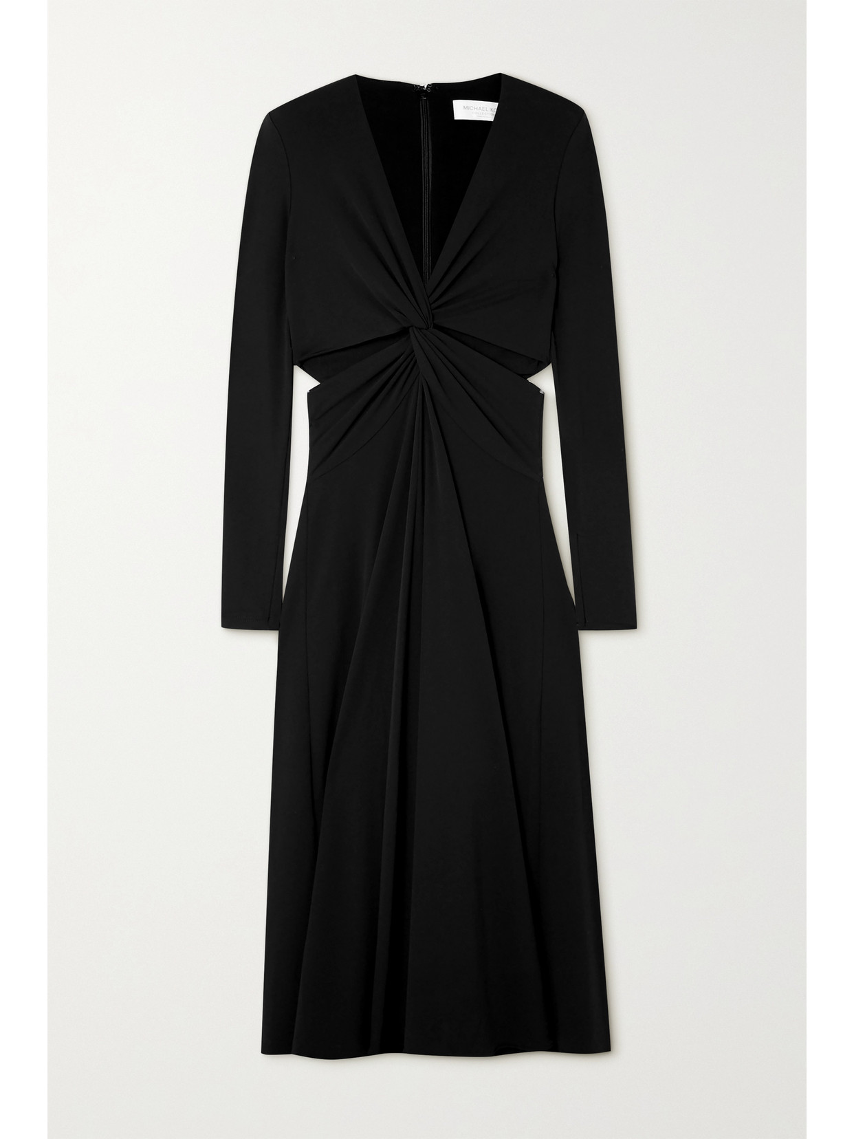 Michael Kors Collection Twist-front Cutout Jersey Midi Dress - Black