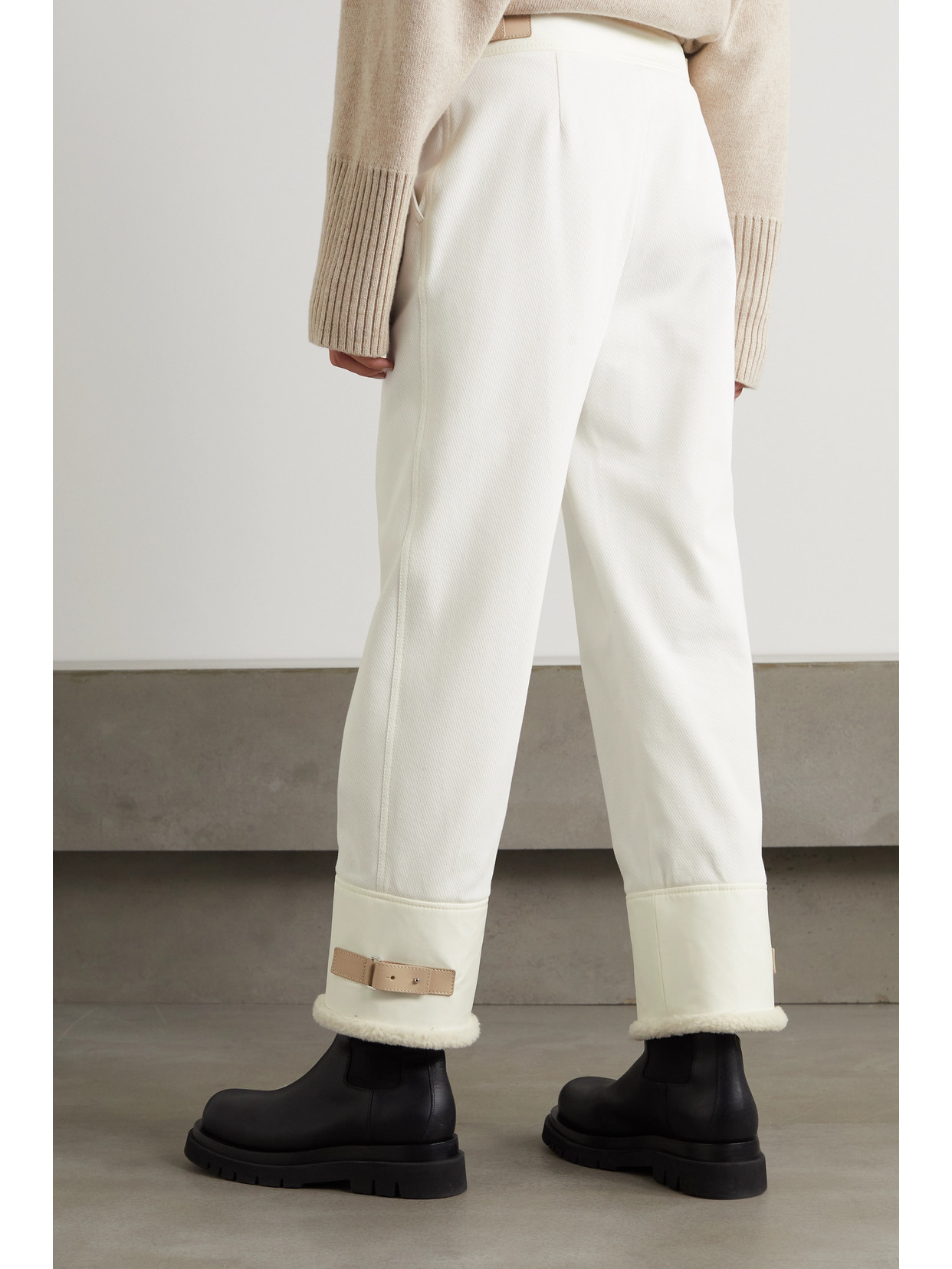 Loro Piana Andes Faux Shearling-lined Cotton-blend Twill Straight-leg Pants In White