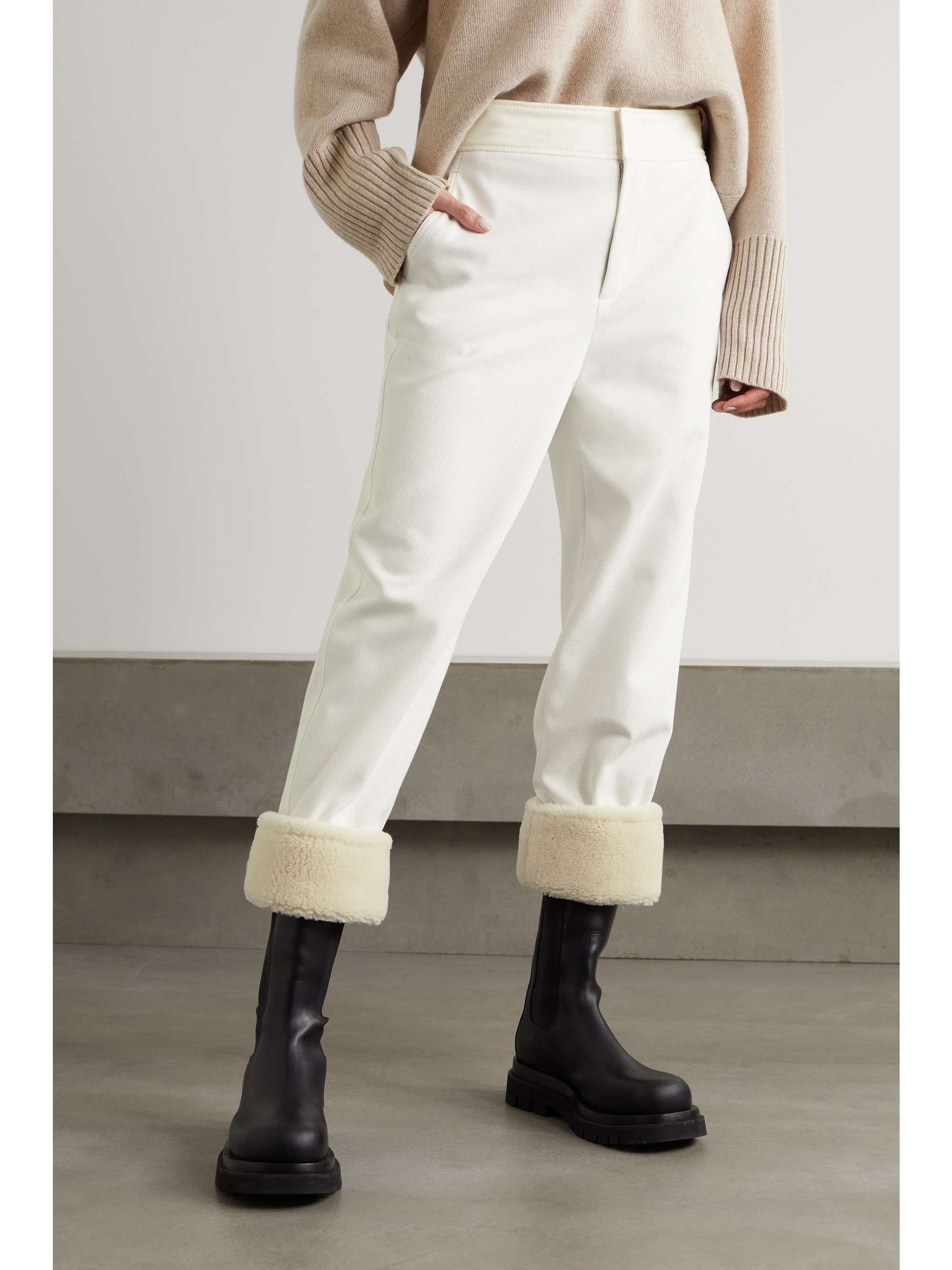 LORO PIANA Andes Hose mit geradem Bein aus Twill aus einer Baumwollmischung mit Futter aus Shearling-Imitat