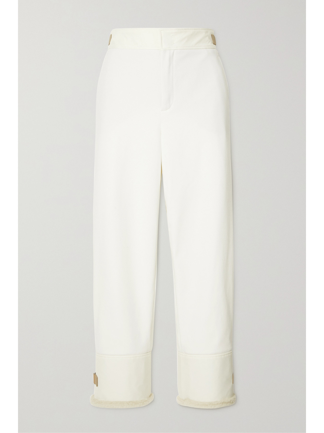 Loro Piana Andes Faux Shearling-lined Cotton-blend Twill Straight-leg Pants In White