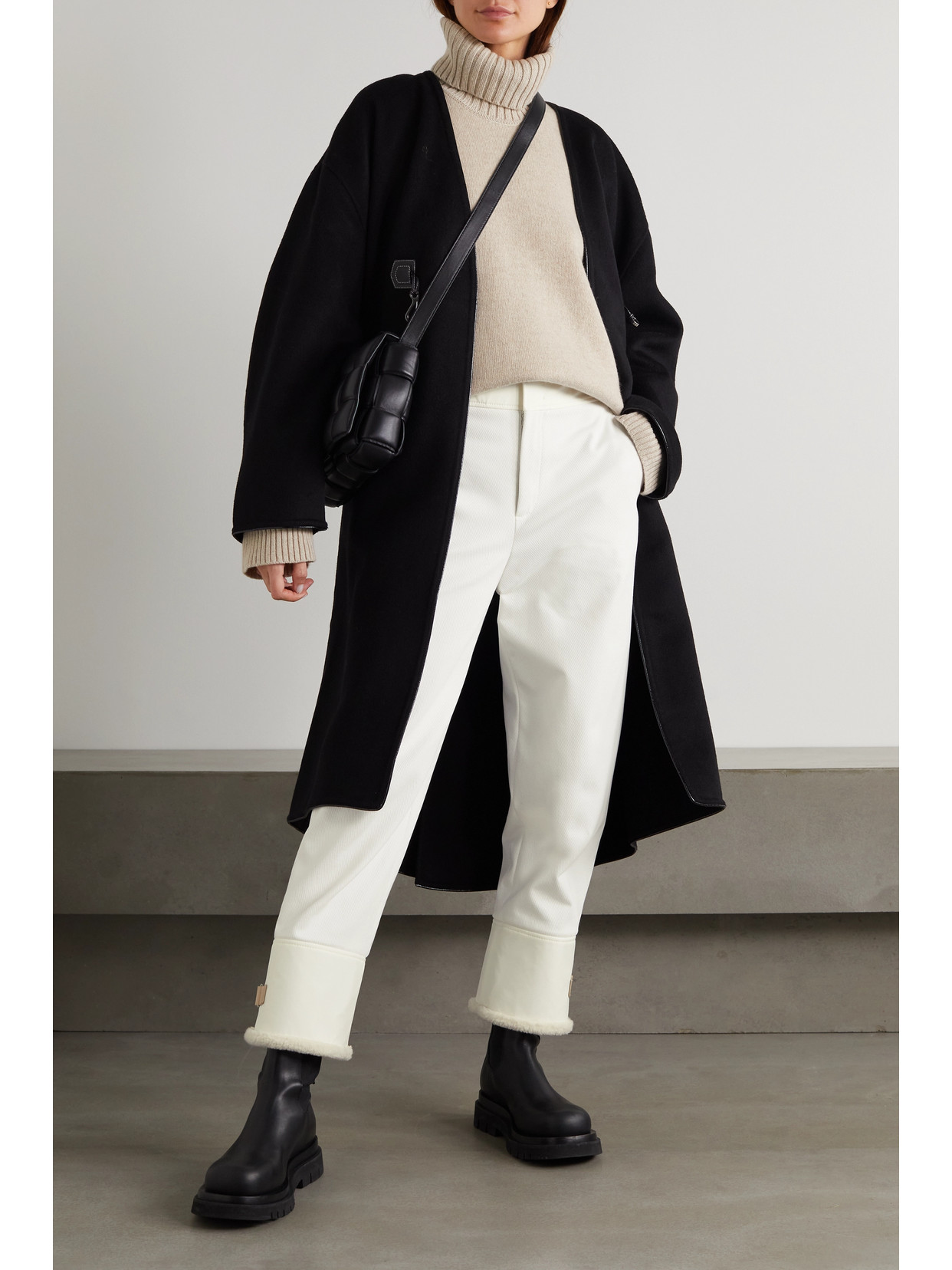 Loro Piana Andes Faux Shearling-lined Cotton-blend Twill Straight-leg Pants In White