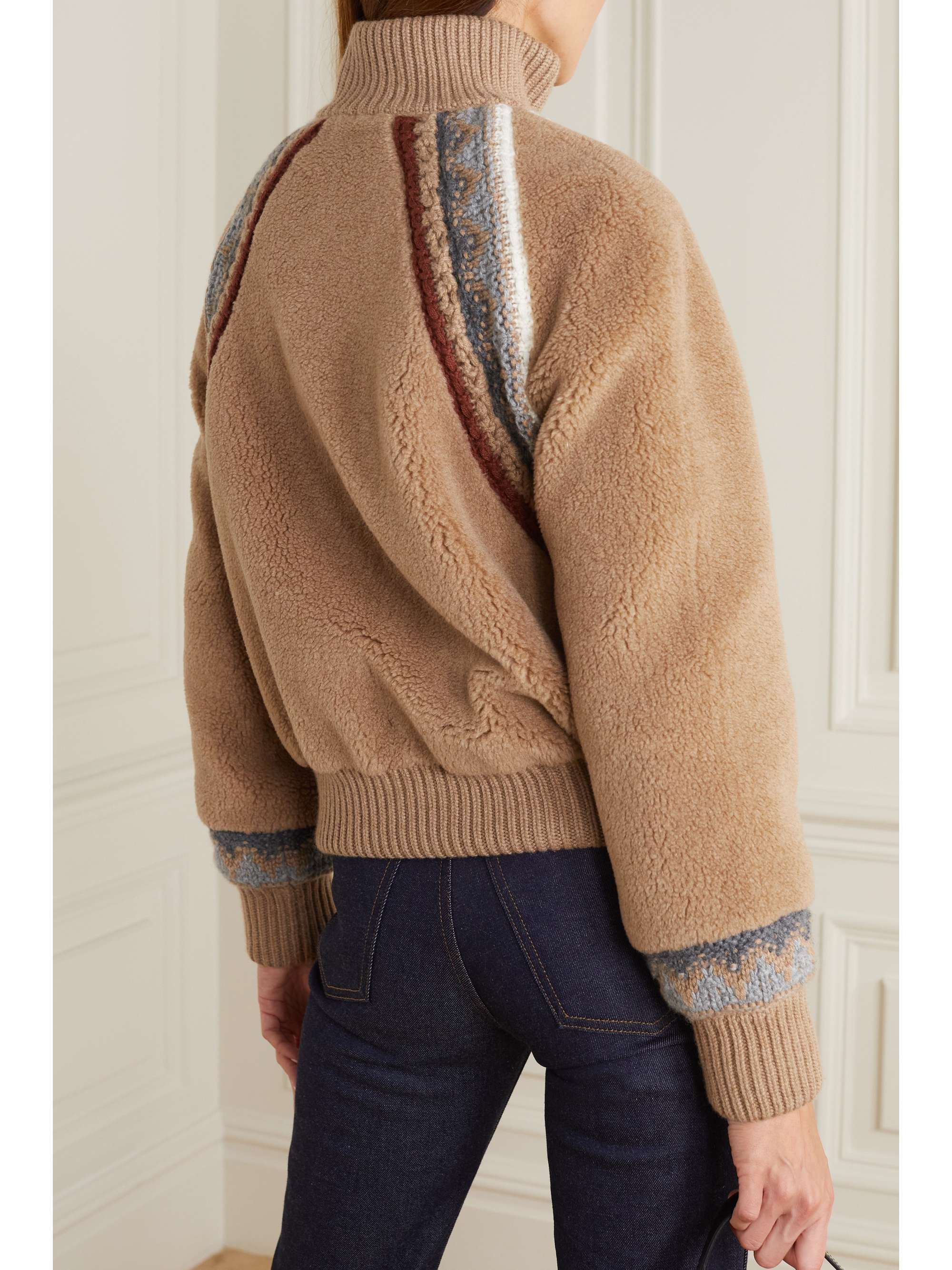 LORO PIANA Morin intarsia-trimmed cashmere and silk-blend bomber jacket