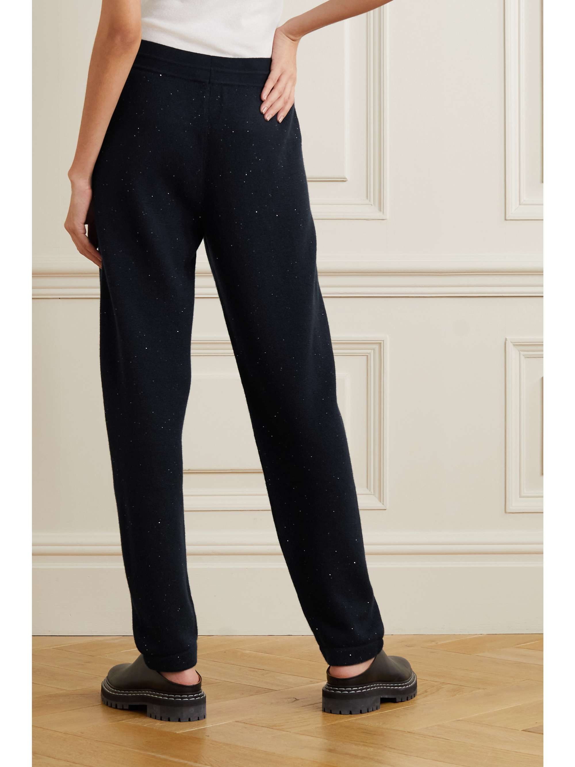 LORO PIANA Stella Alpina sequined baby cashmere-blend track pants