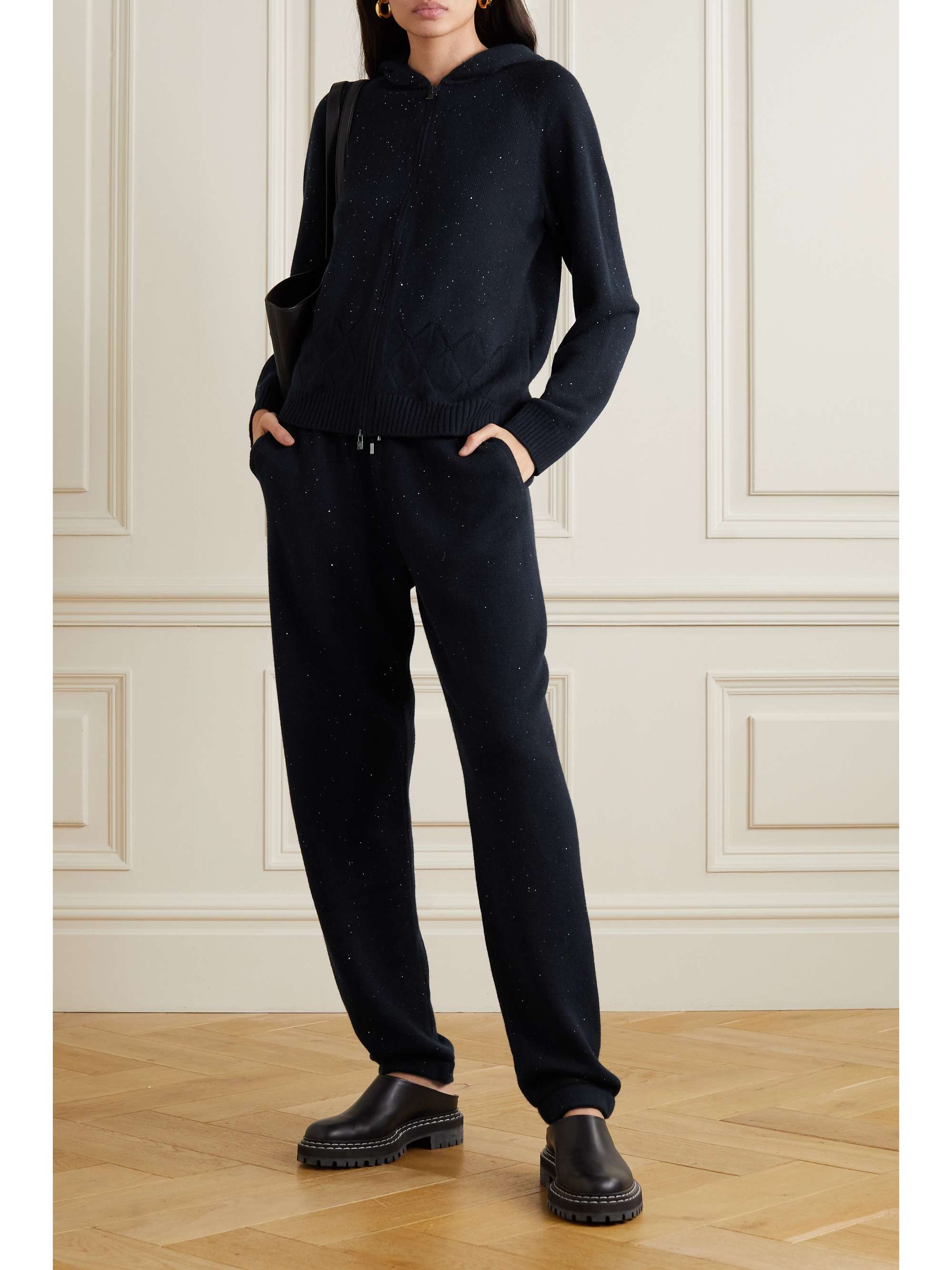 LORO PIANA Stella Alpina sequined baby cashmere-blend track pants